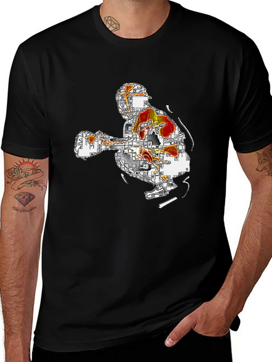Abstract Art Graphic Tee - Black Casual T-Shirt