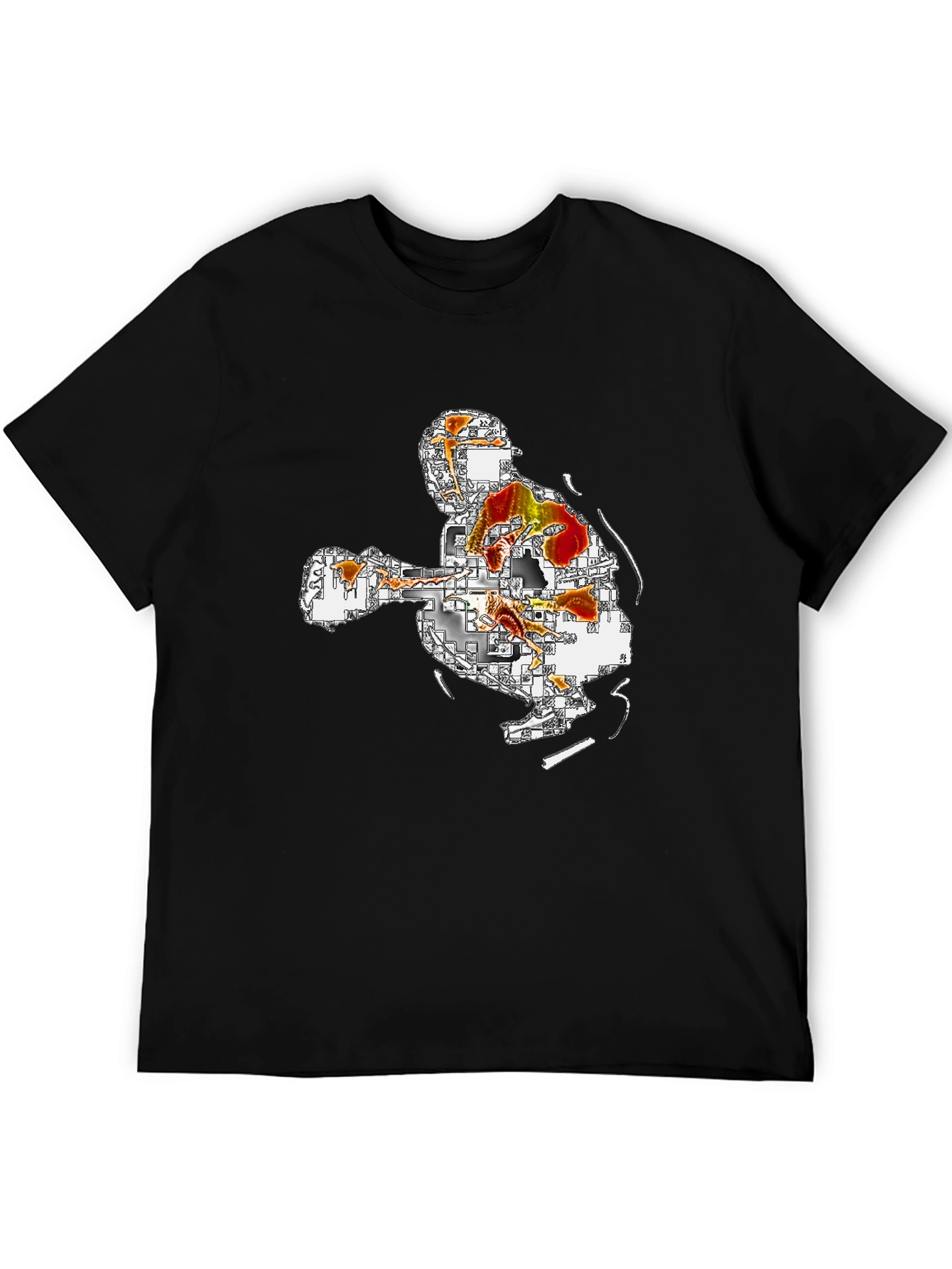 Abstract Art Graphic Tee - Black Casual T-Shirt