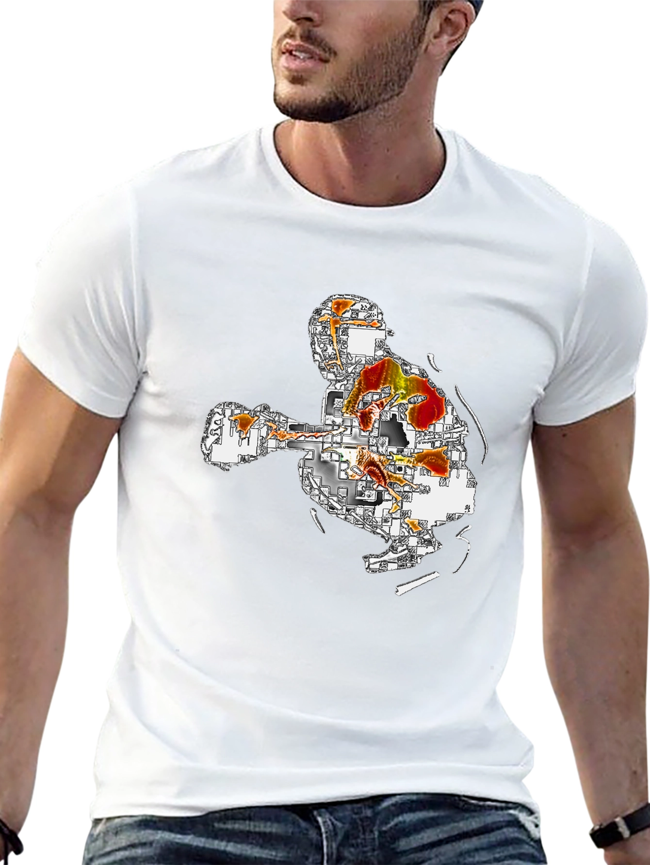 Abstract Art Graphic Tee - Black Casual T-Shirt