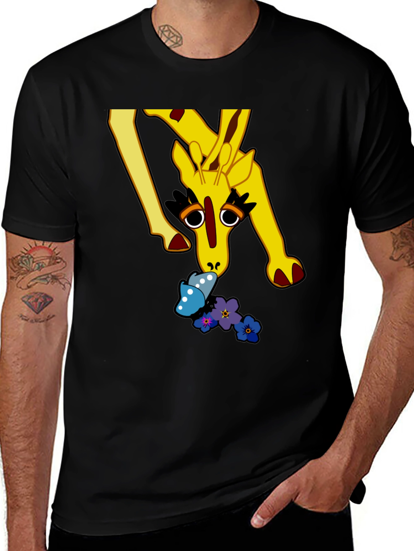 Giraffe & Butterfly Graphic Tee - Unique Design
