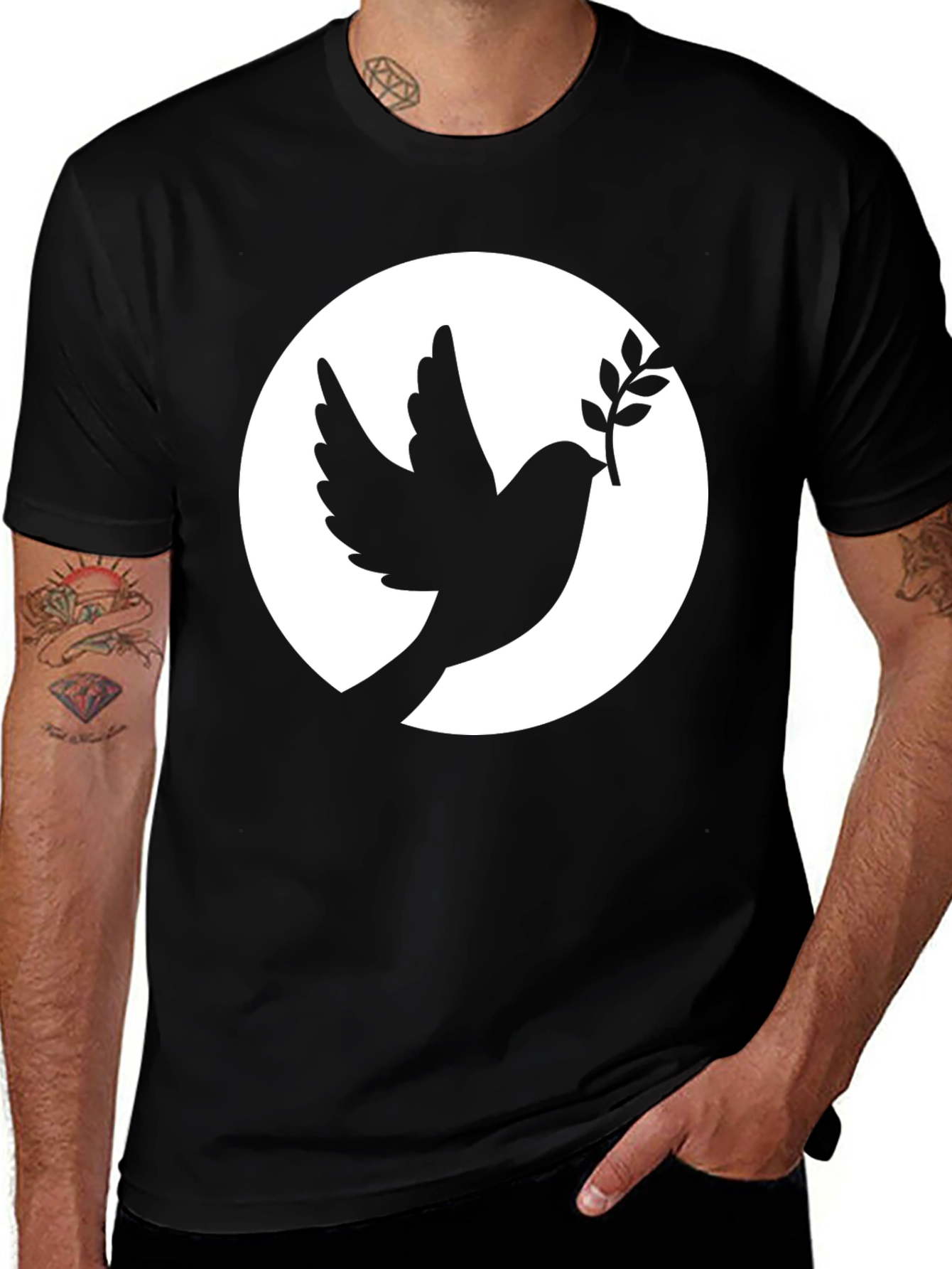Dove Peace Symbol Black T-Shirt