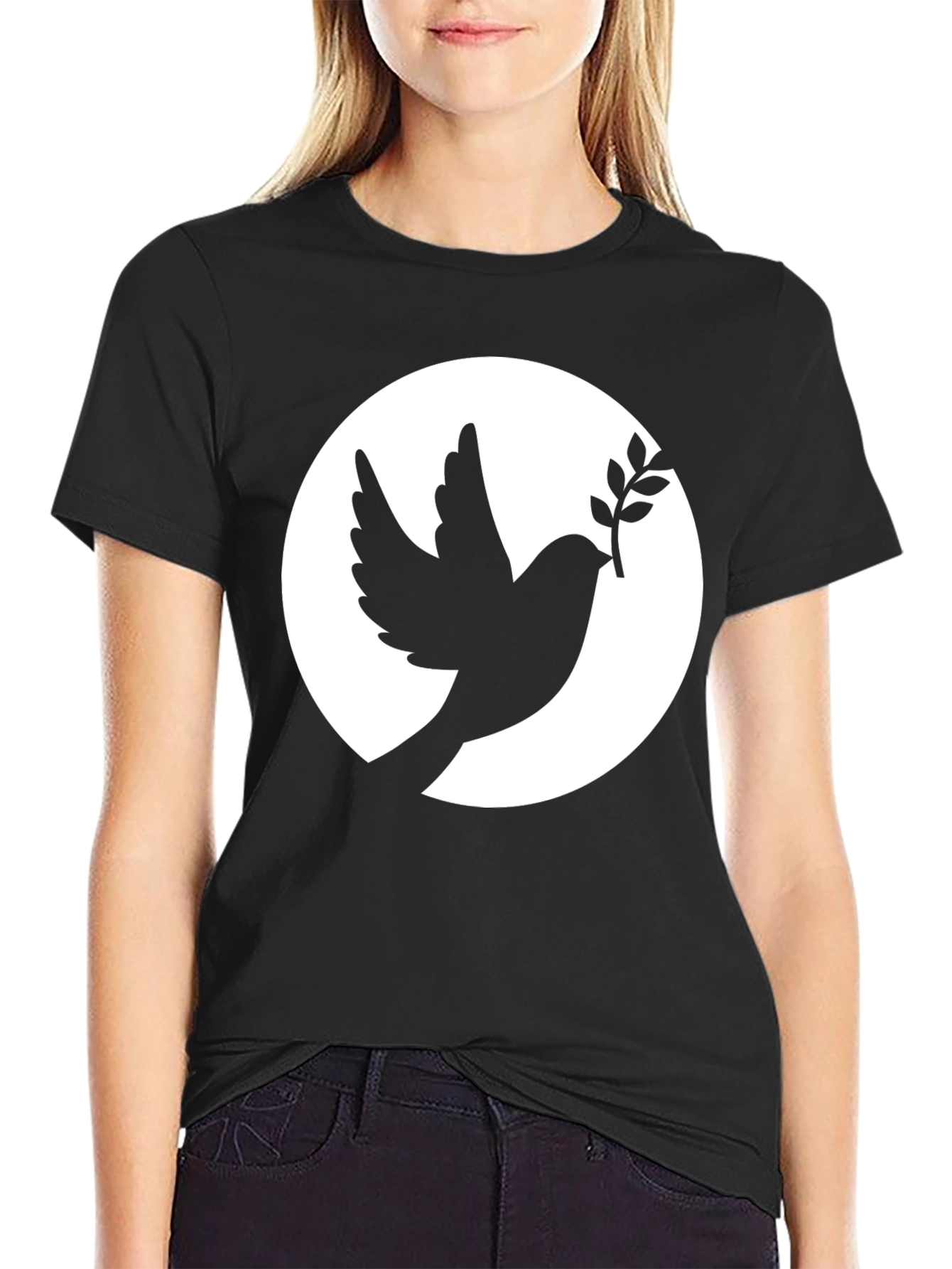 Dove Peace Symbol Black T-Shirt
