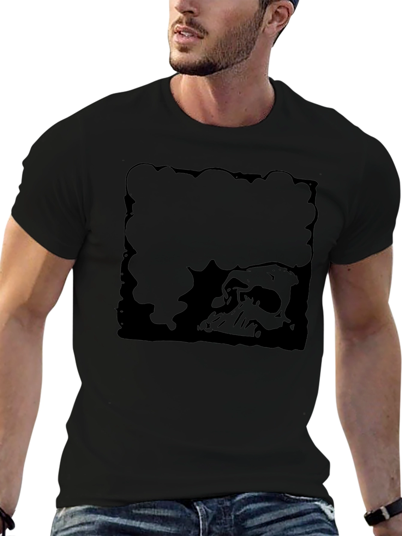 Mens Black Skull Graphic T-Shirt