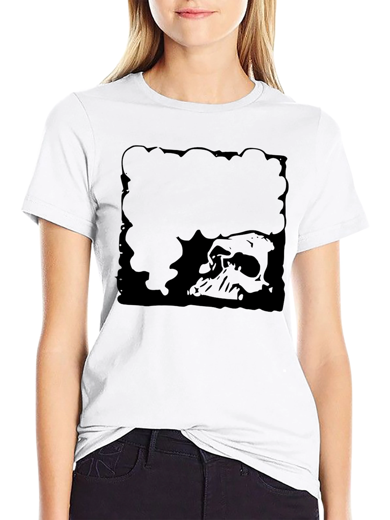 Mens Black Skull Graphic T-Shirt
