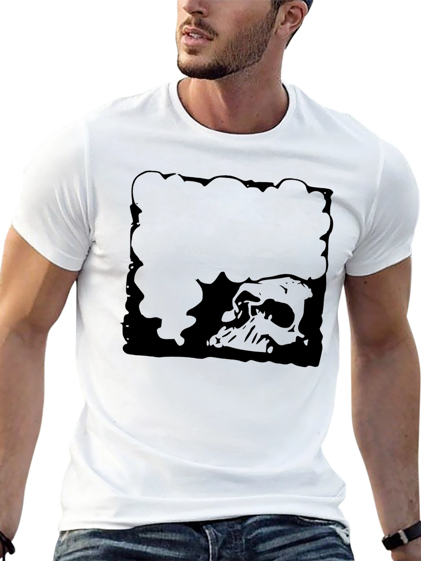 Mens Black Skull Graphic T-Shirt