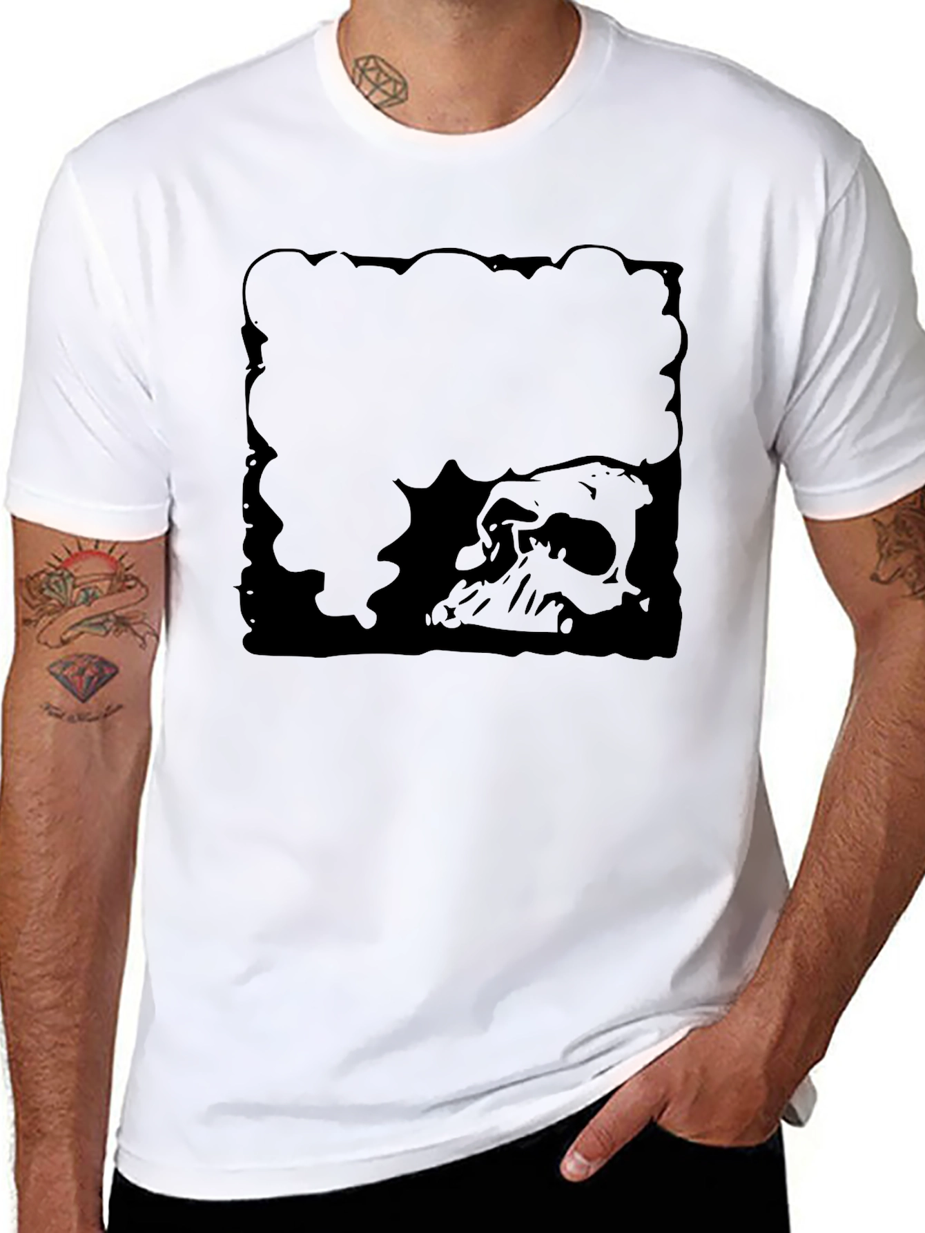 Mens Black Skull Graphic T-Shirt