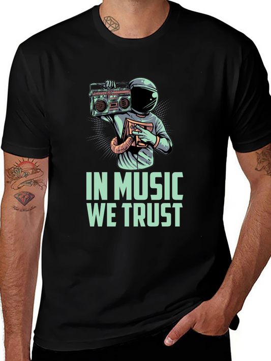 In Music We Trust T-Shirt Astronaut with Boombox