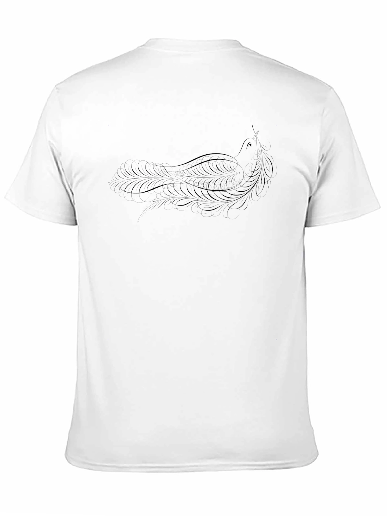 Elegant Black T-Shirt with Subtle Feather Design