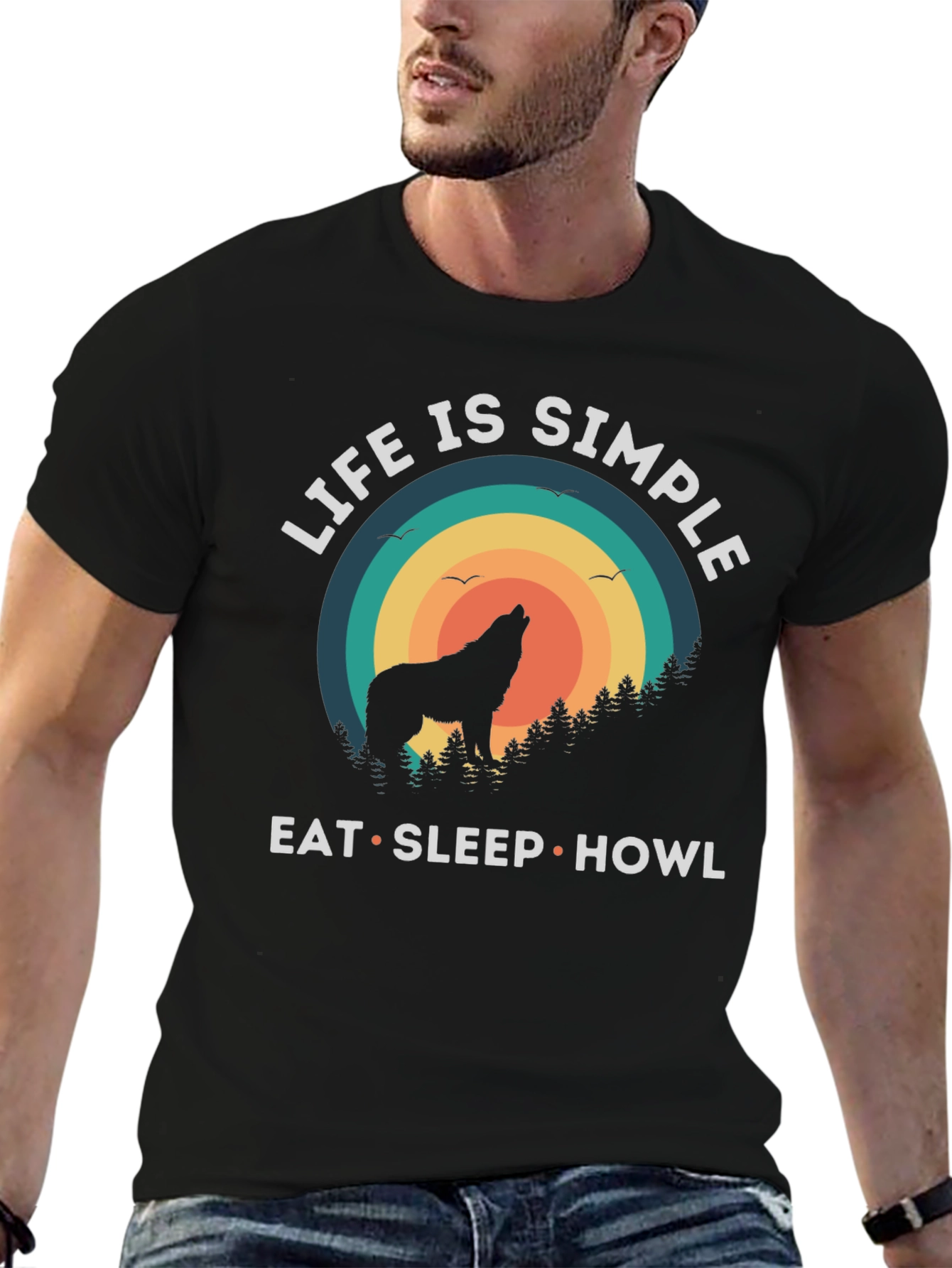 Life is Simple Wolf Howl T-Shirt