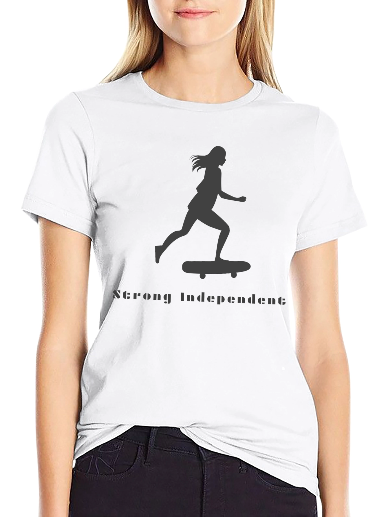 Strong Independent Woman Skateboarder Graphic Tee