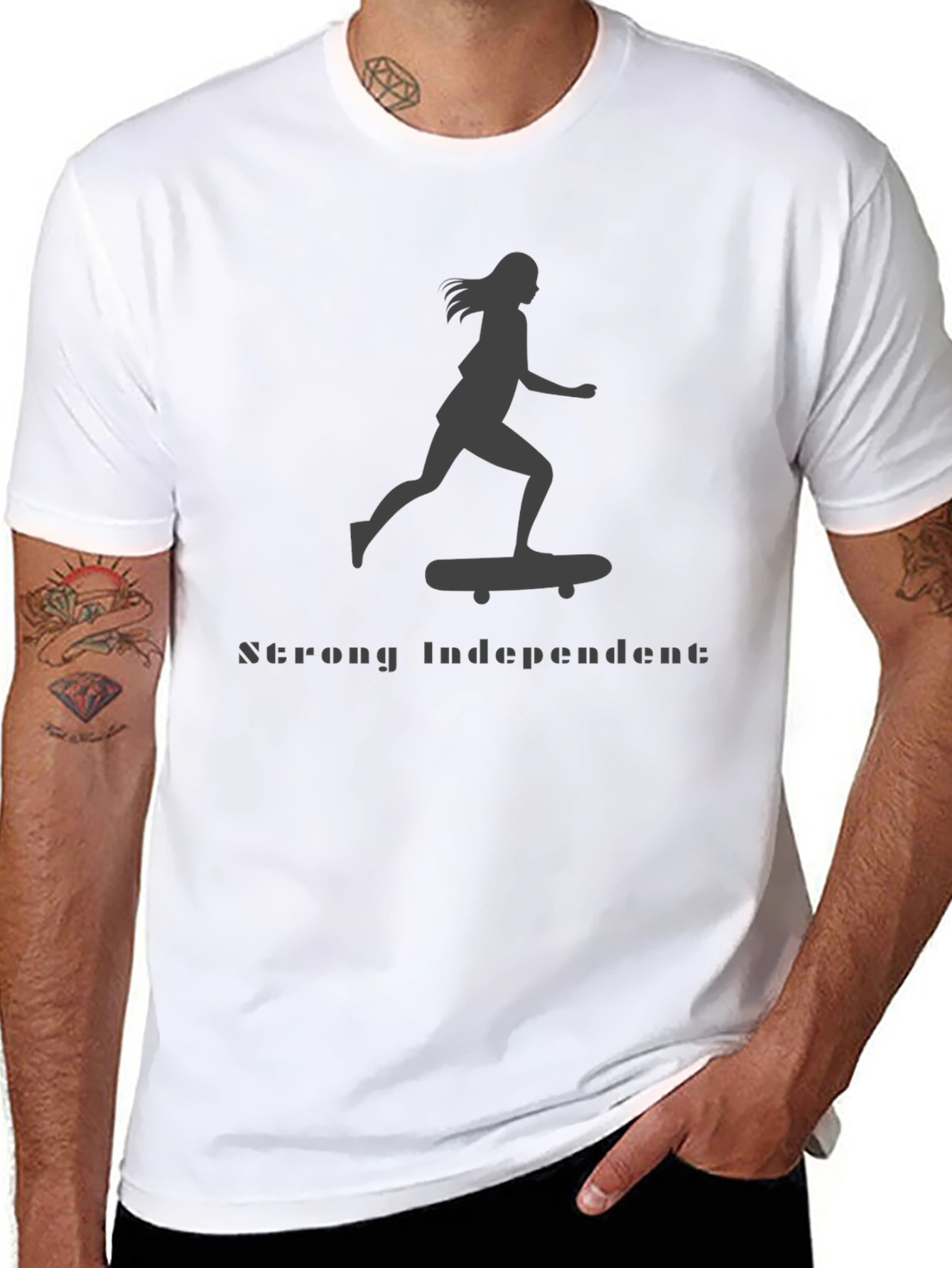 Strong Independent Woman Skateboarder Graphic Tee