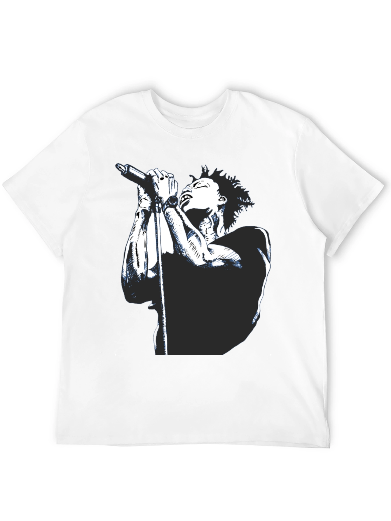 Black Graphic Tee - Singer with Microphone Design