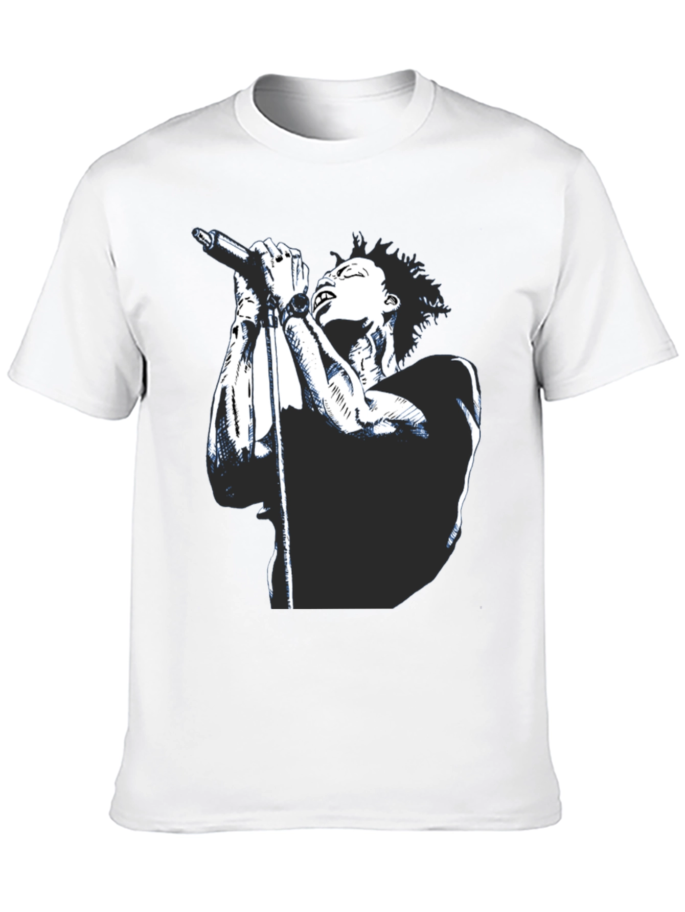 Black Graphic Tee - Singer with Microphone Design