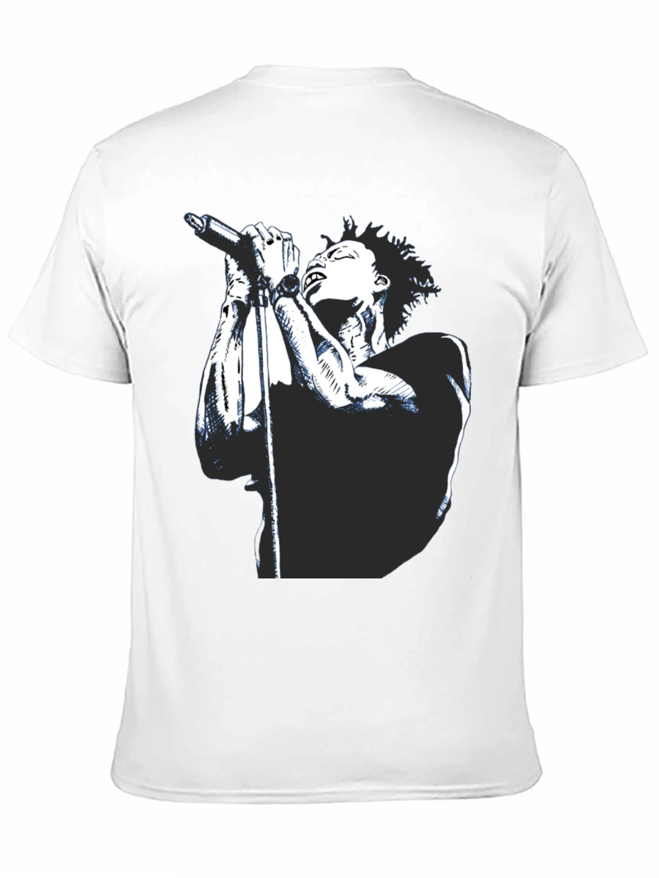 Black Graphic Tee - Singer with Microphone Design
