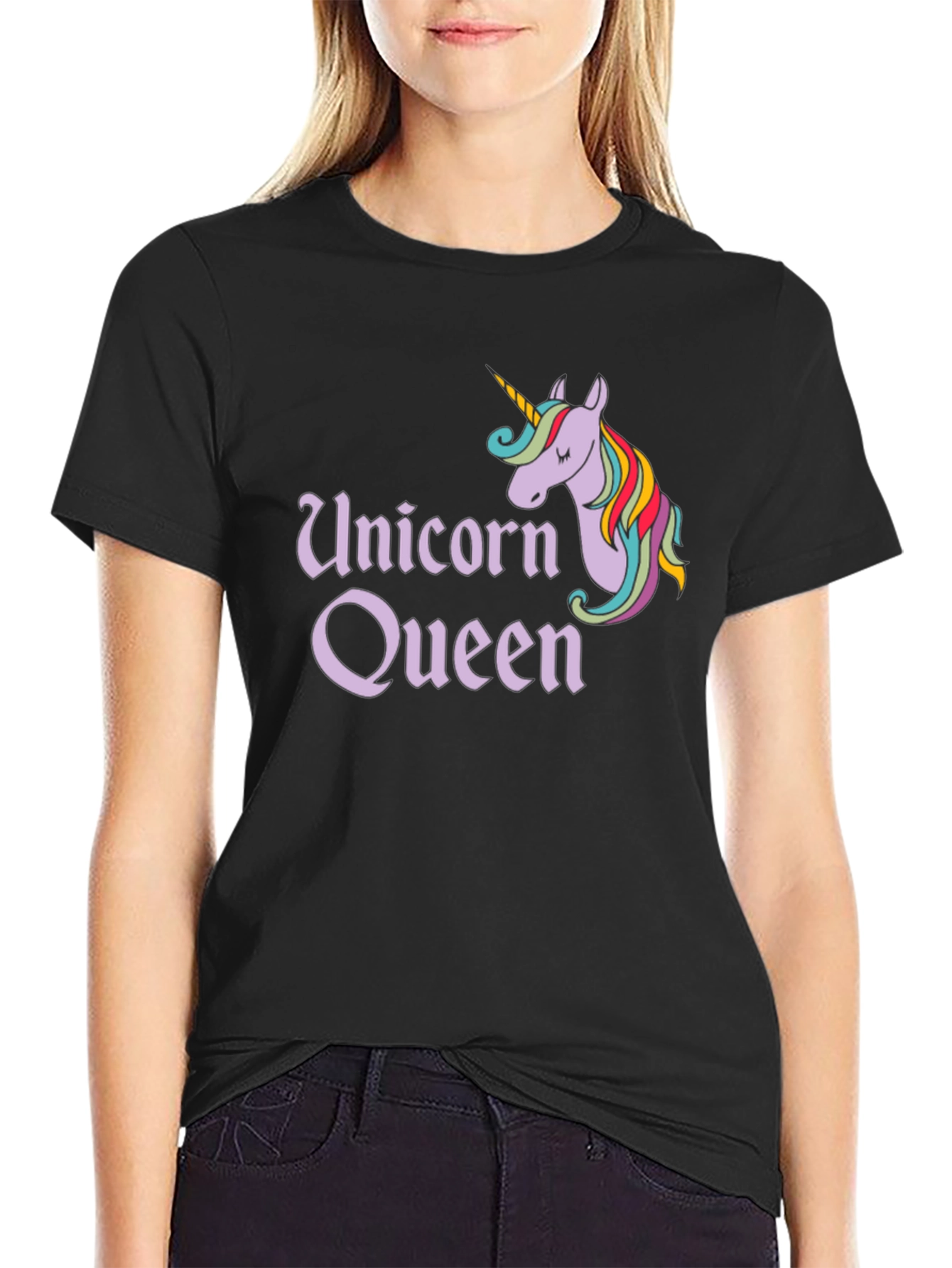 Unicorn Queen Black Graphic Tee
