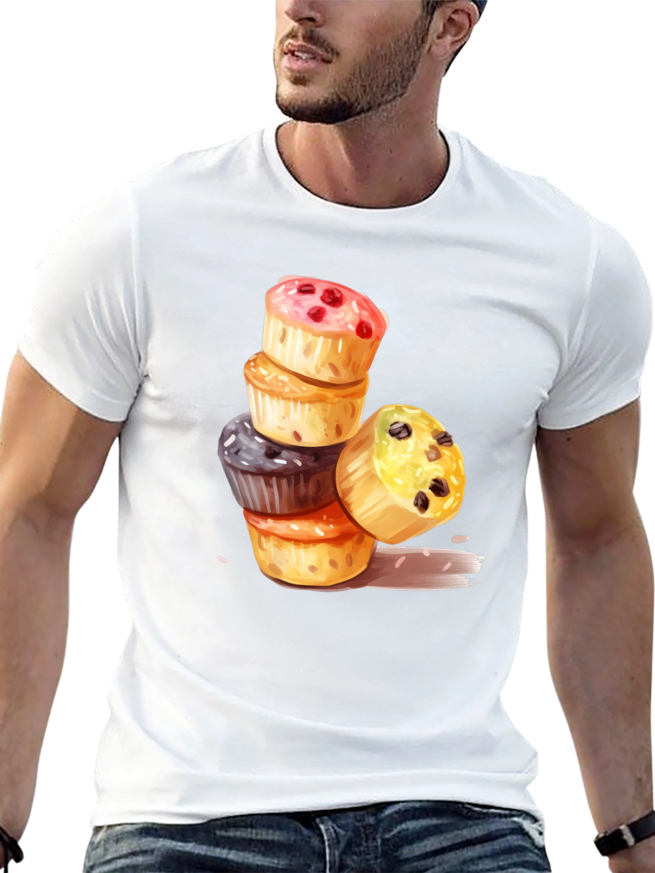 Stacked Cupcakes T-Shirt - Fun Dessert Tee