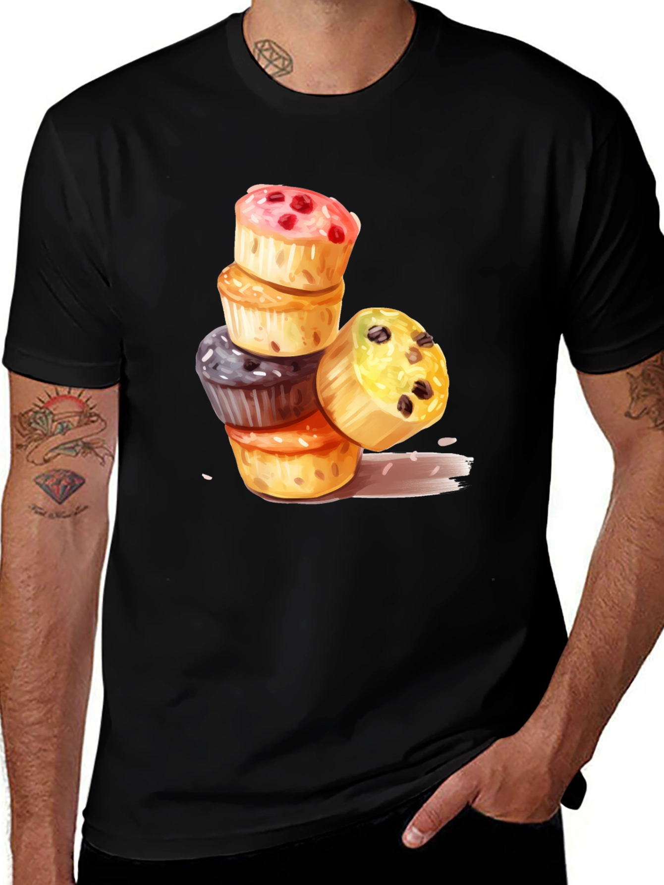 Stacked Cupcakes T-Shirt - Fun Dessert Tee