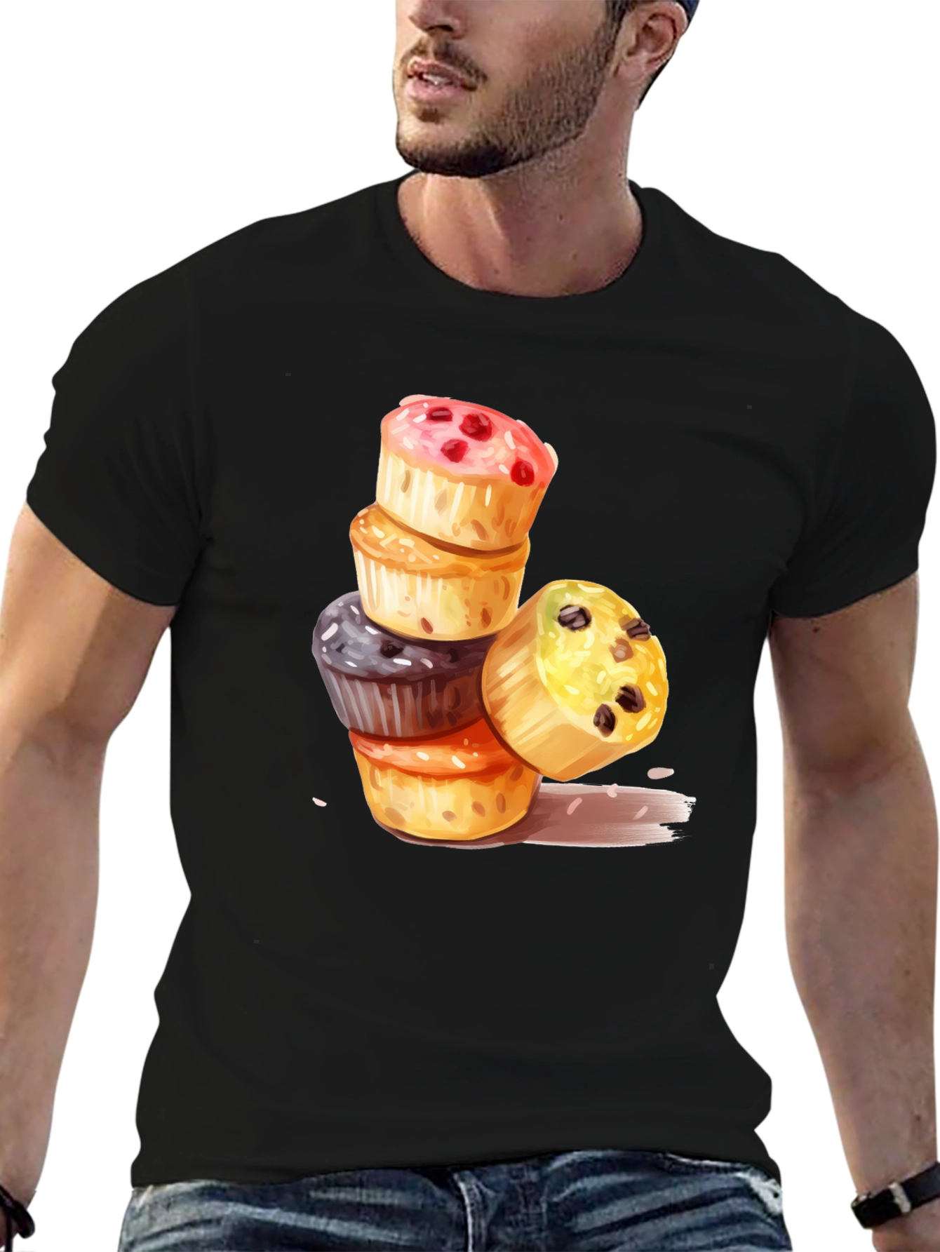 Stacked Cupcakes T-Shirt - Fun Dessert Tee
