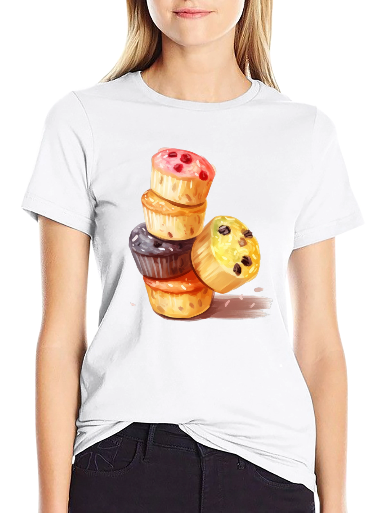 Stacked Cupcakes T-Shirt - Fun Dessert Tee