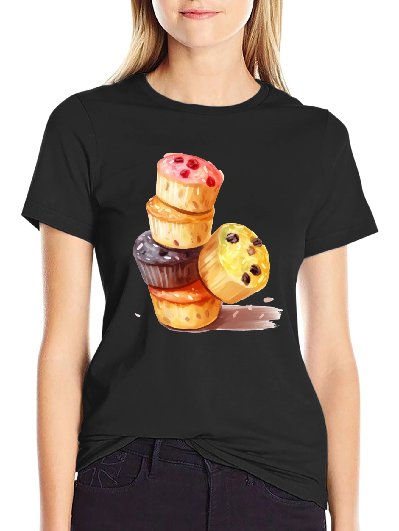 Stacked Cupcakes T-Shirt - Fun Dessert Tee
