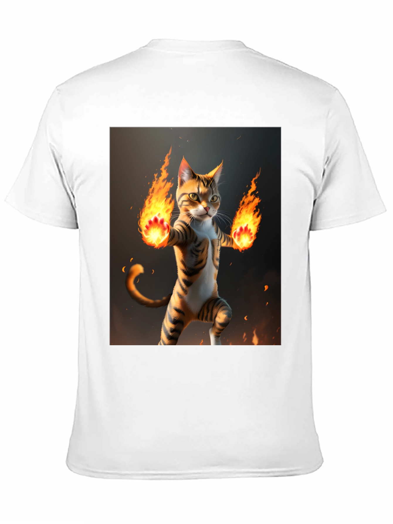 Fire Cat Graphic Tee - Black Cotton T-Shirt