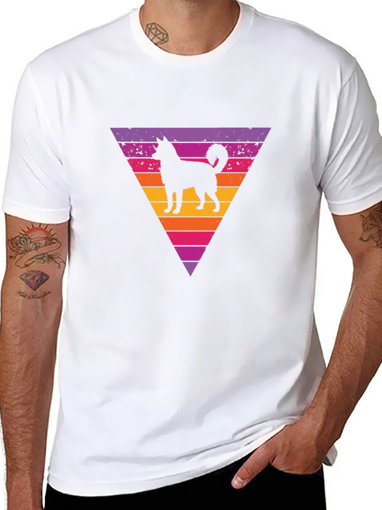 Retro Dog Silhouette Graphic T-Shirt
