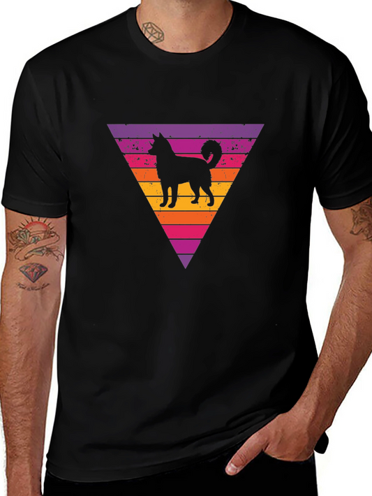 Retro Dog Silhouette Graphic T-Shirt