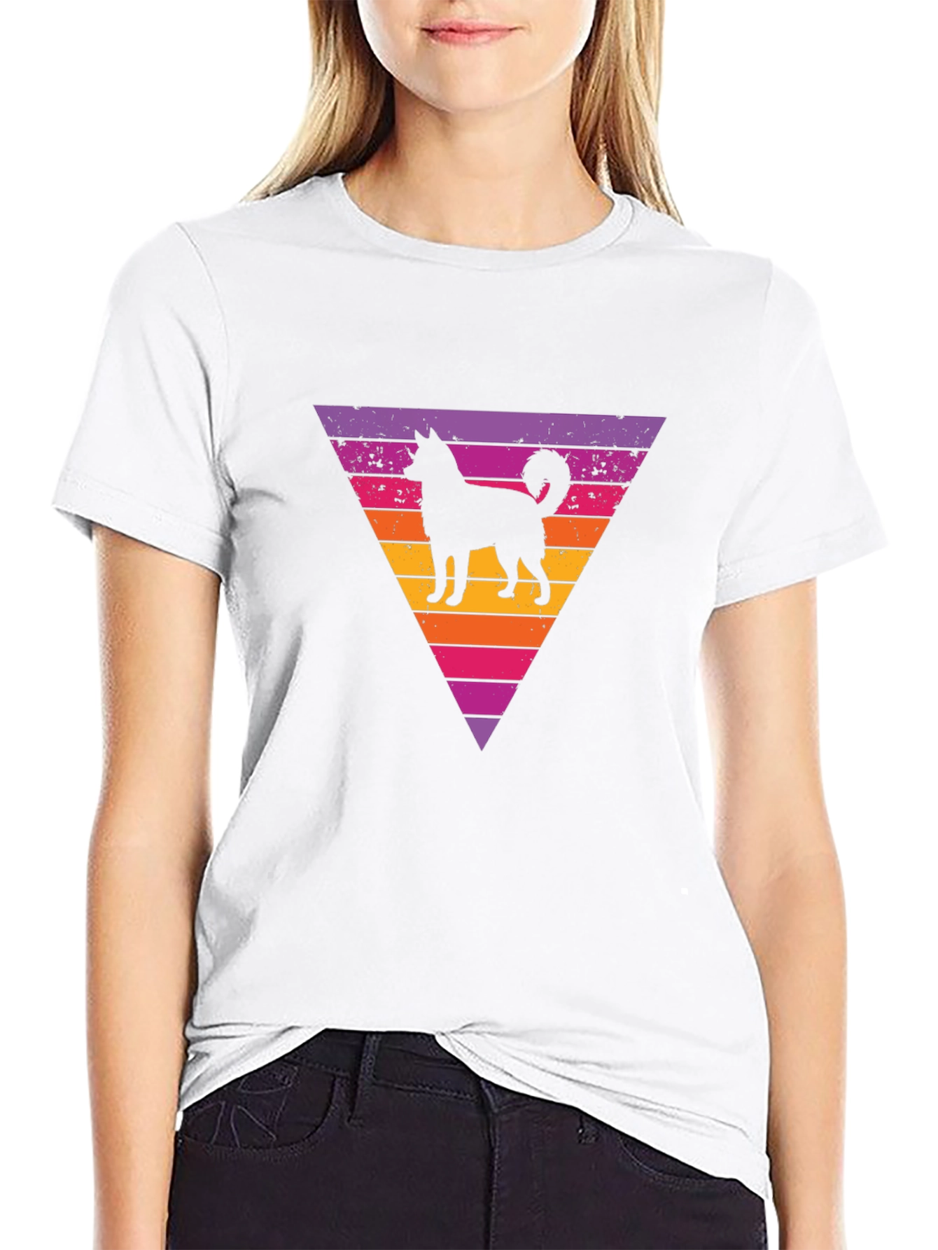 Retro Dog Silhouette Graphic T-Shirt