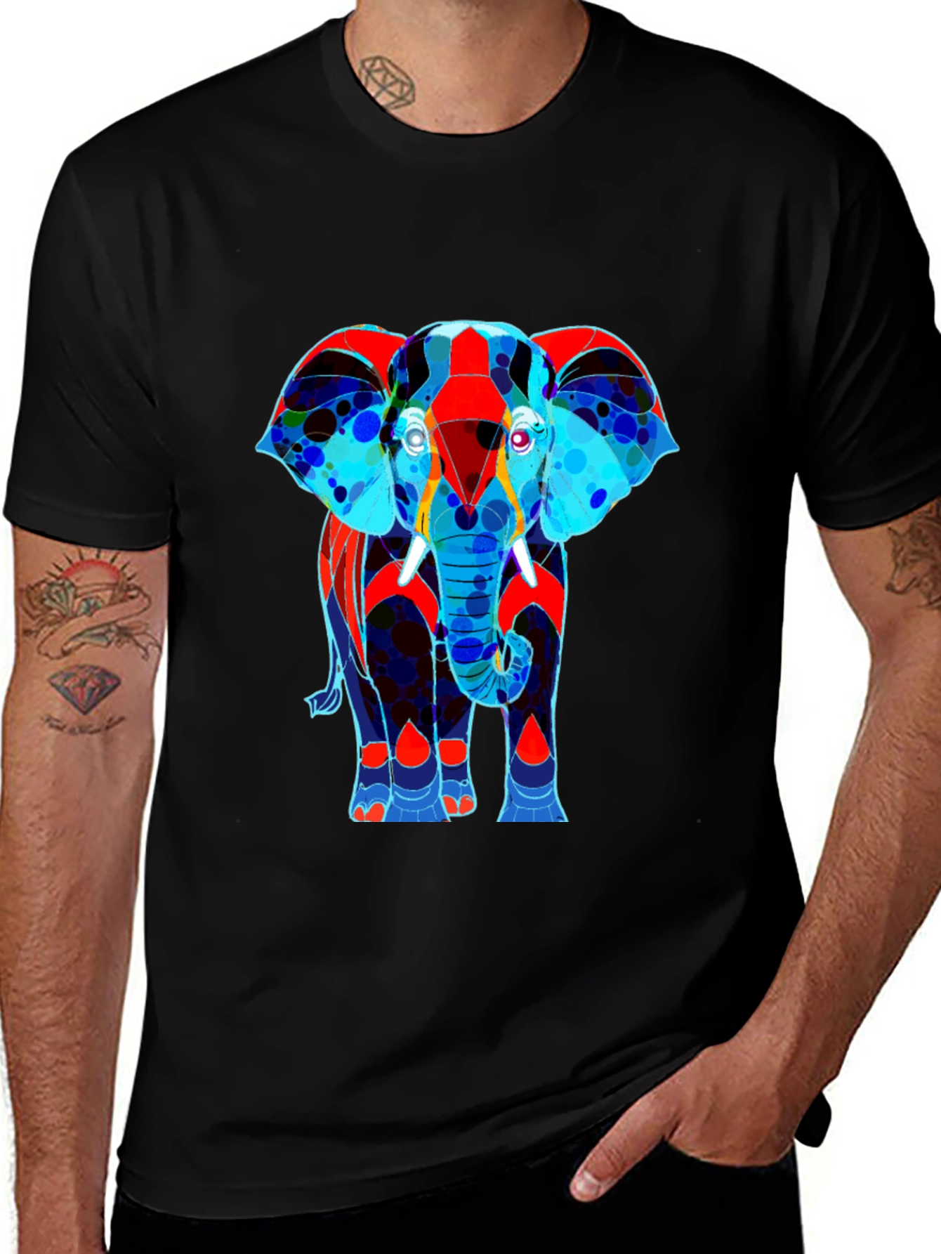 Abstract Elephant Graphic Tee - Stylish Mens T-Shirt