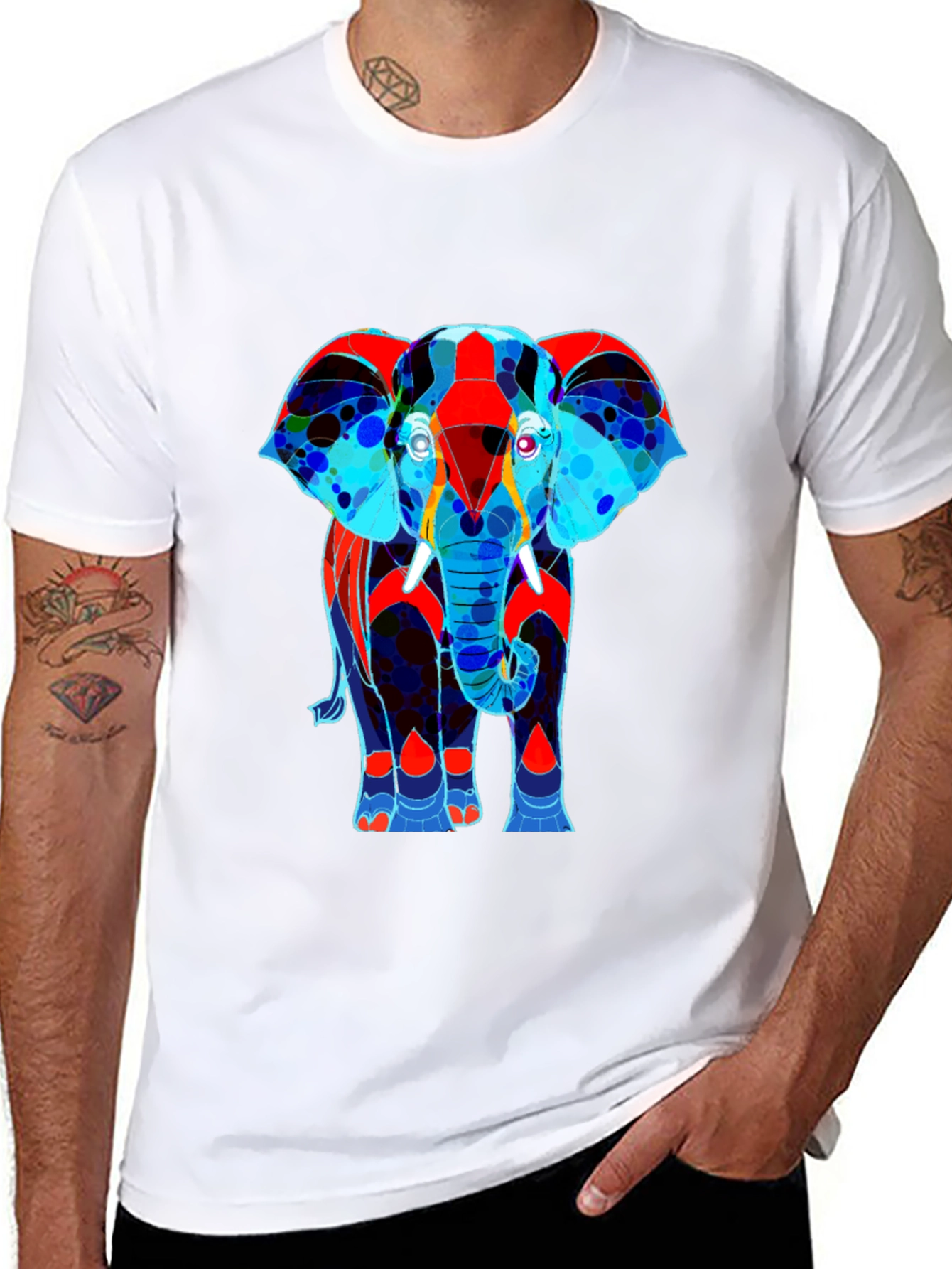 Abstract Elephant Graphic Tee - Stylish Mens T-Shirt