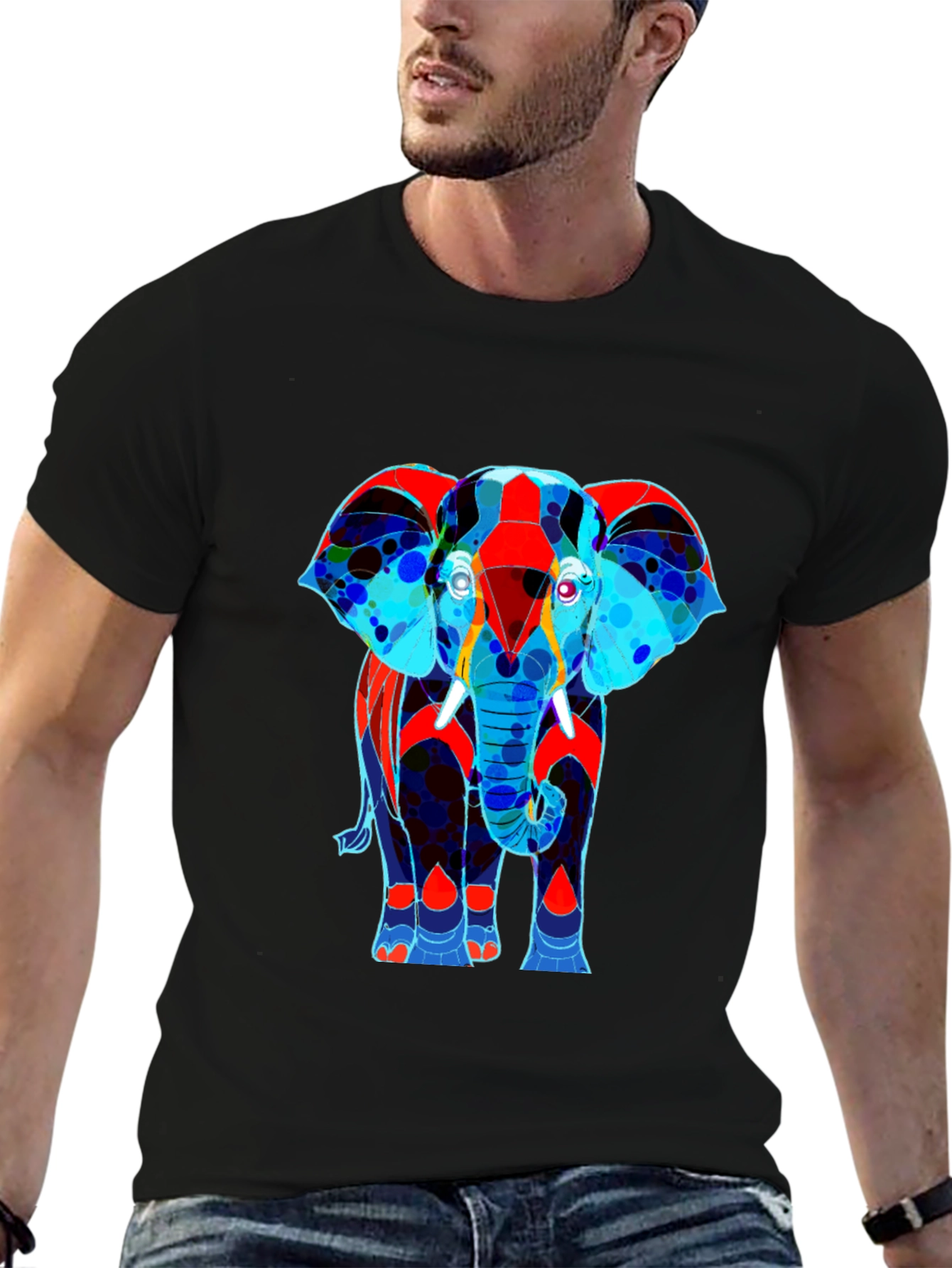 Abstract Elephant Graphic Tee - Stylish Mens T-Shirt