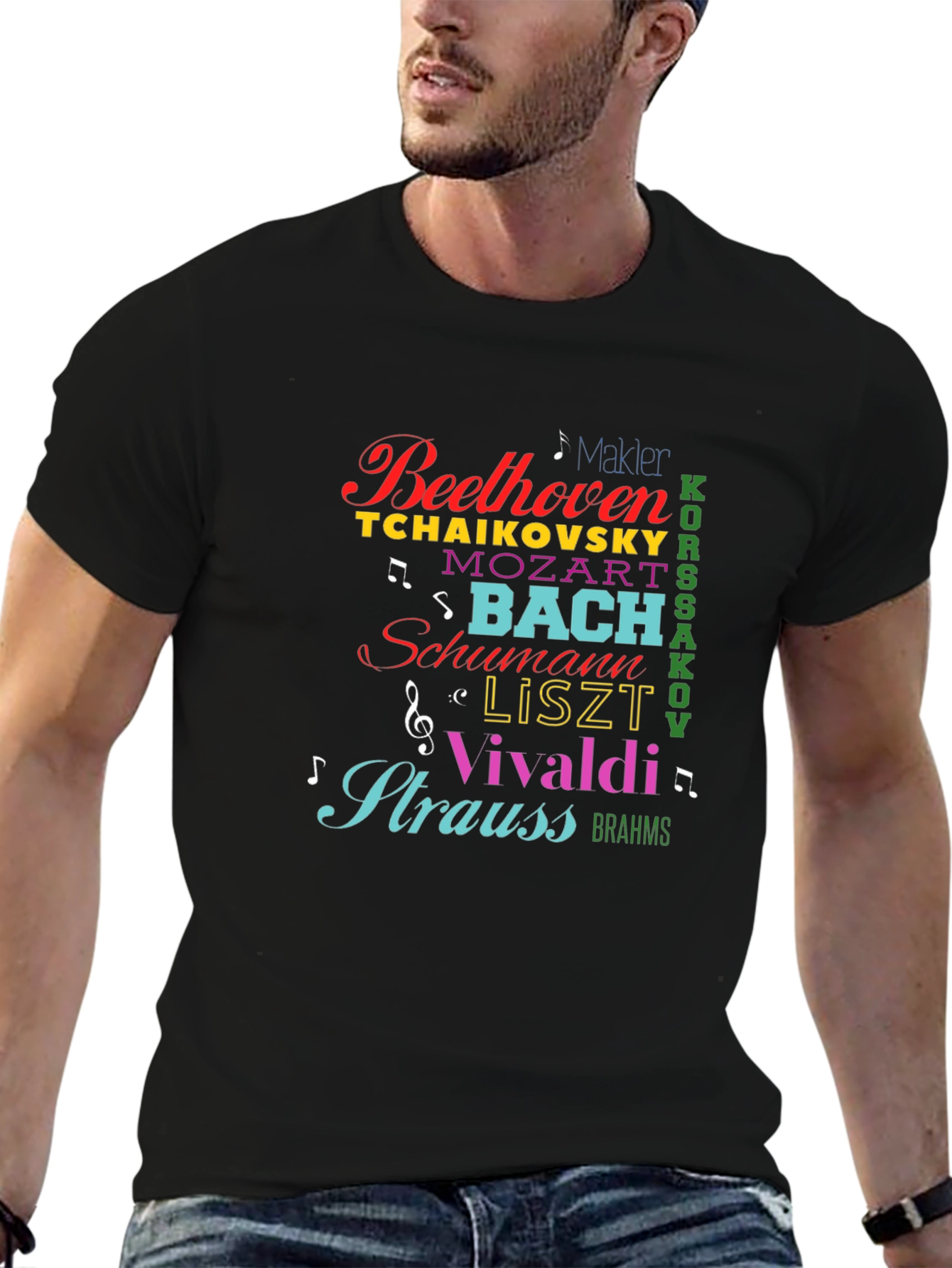 Composer Names T-Shirt: Beethoven Bach Mozart Vivaldi