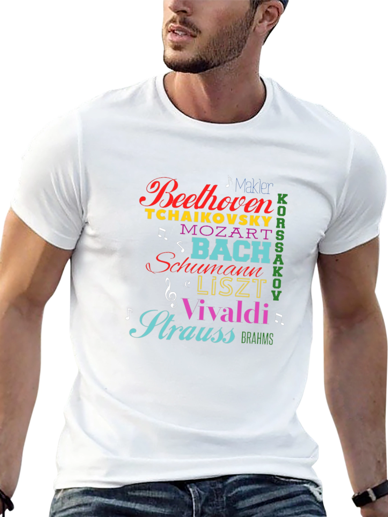 Composer Names T-Shirt: Beethoven Bach Mozart Vivaldi
