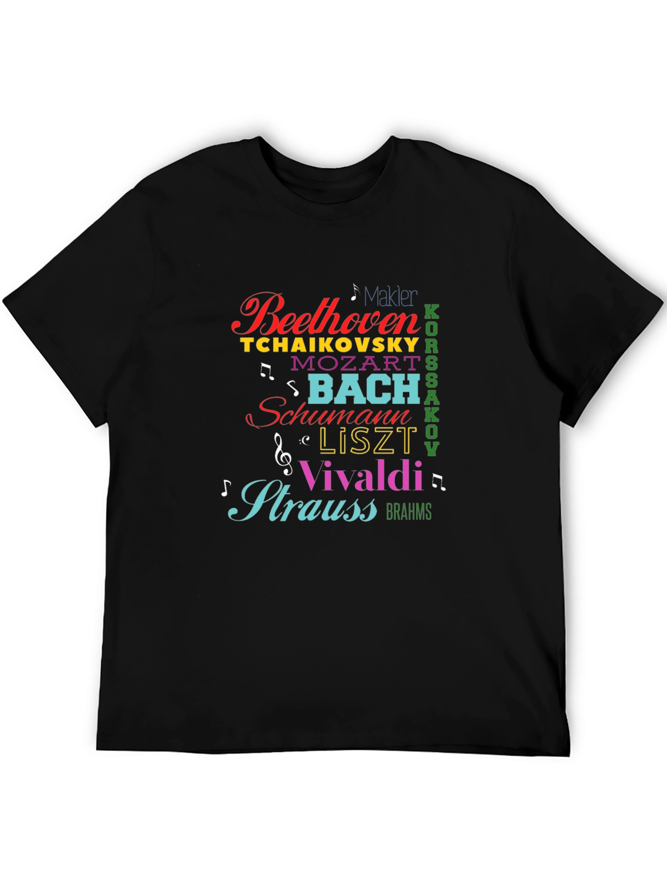 Composer Names T-Shirt: Beethoven Bach Mozart Vivaldi