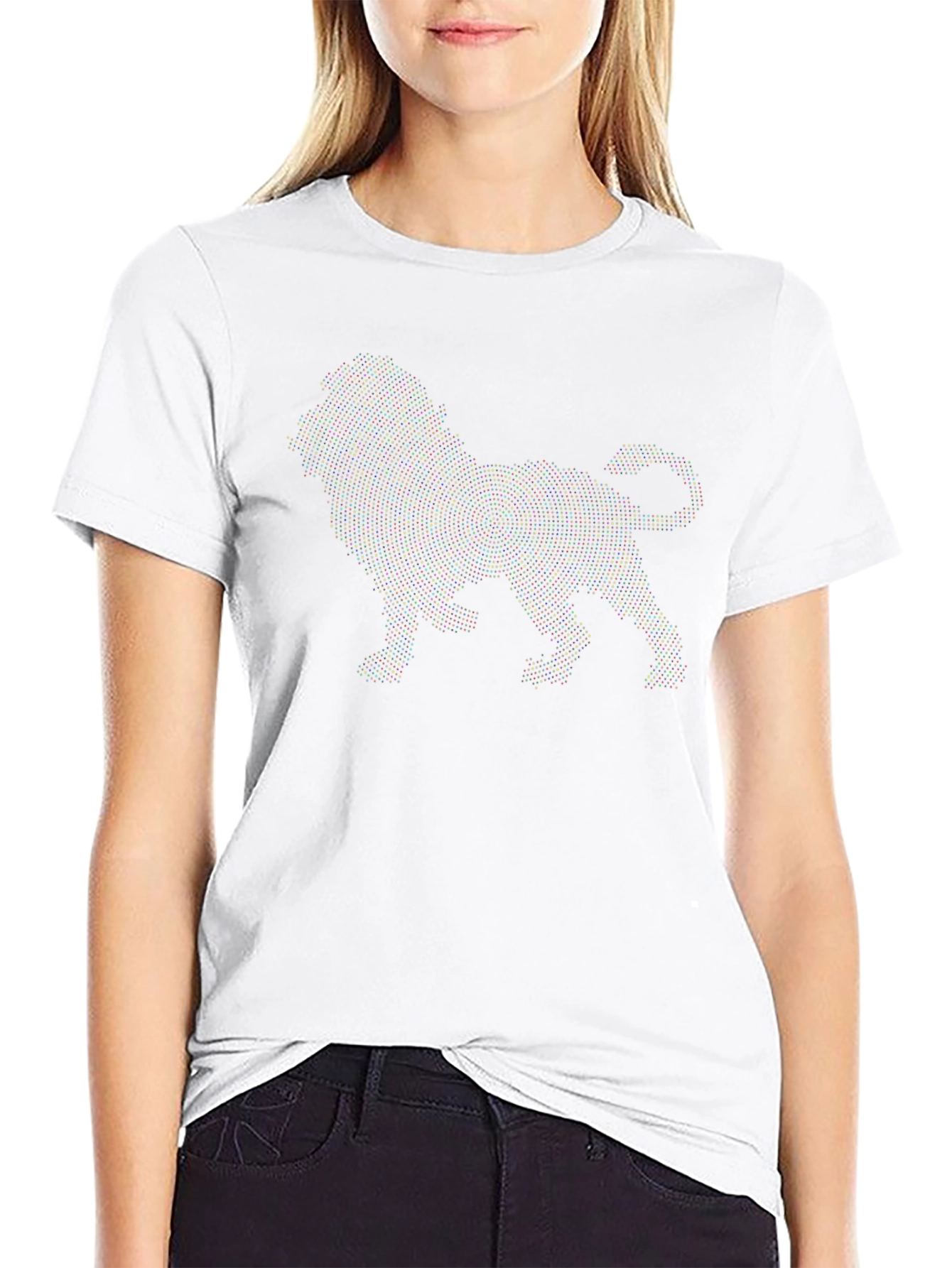 Lion Dot Art Black T-Shirt