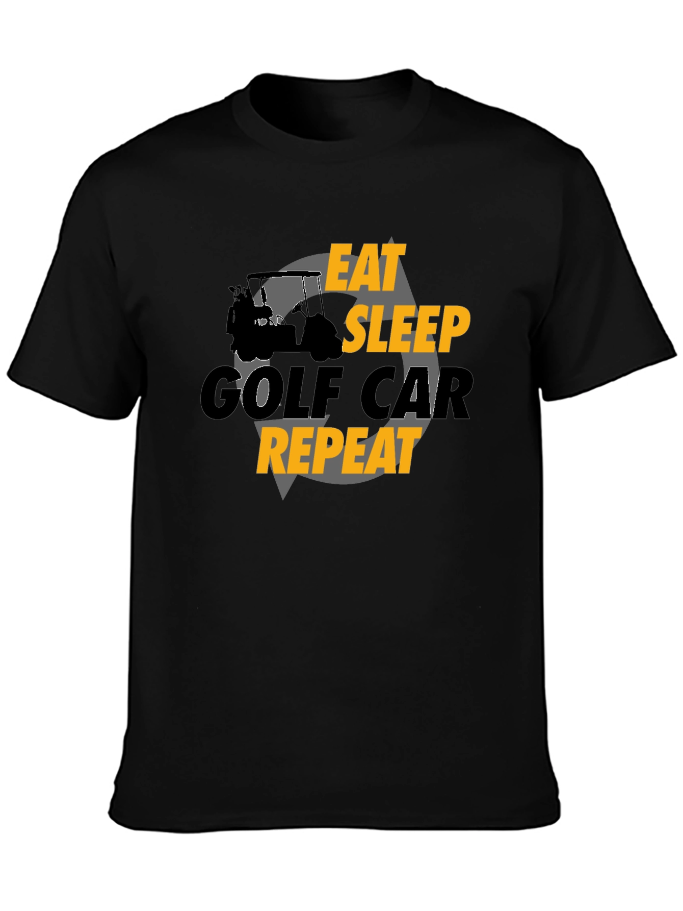 Eat Sleep Golf Car Repeat Black Graphic Tee