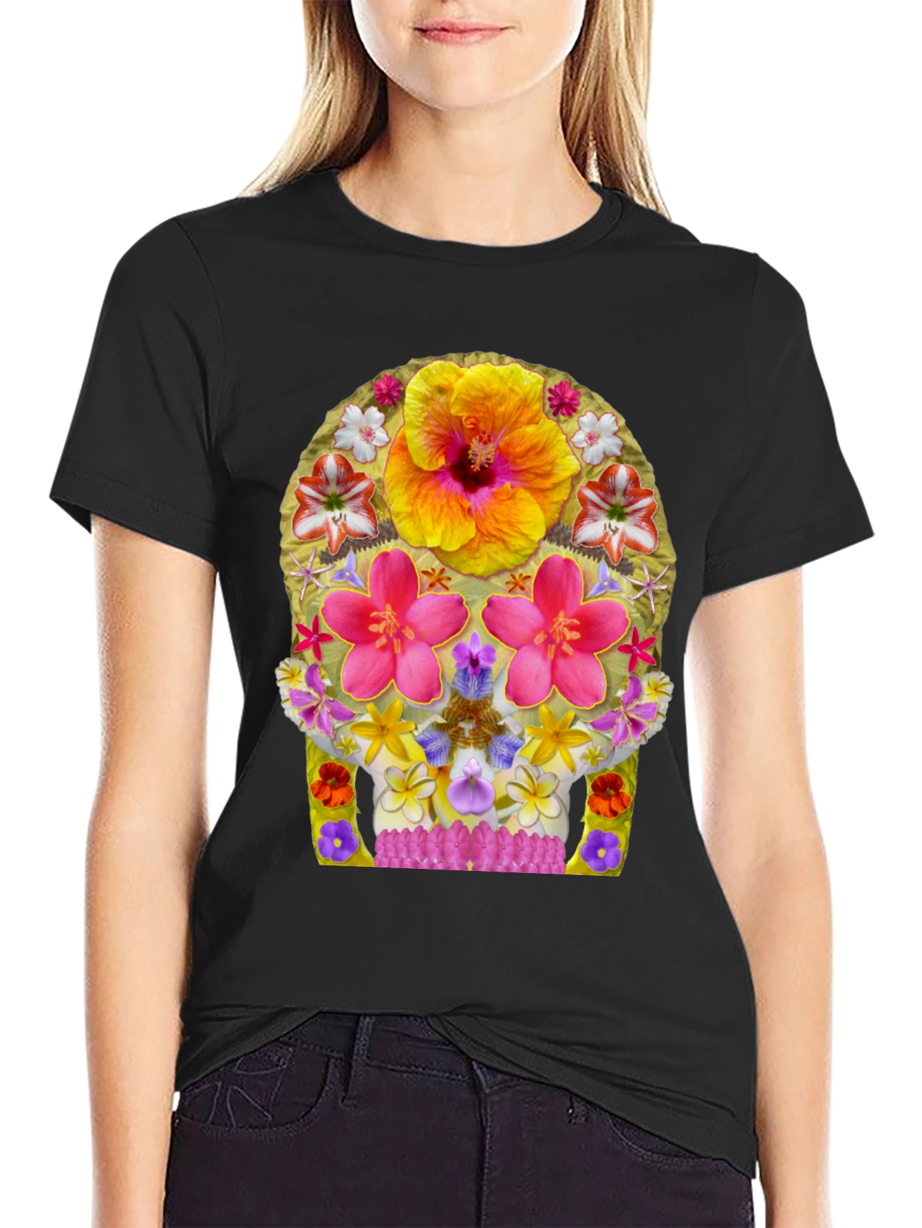 Floral Skull Graphic Tee