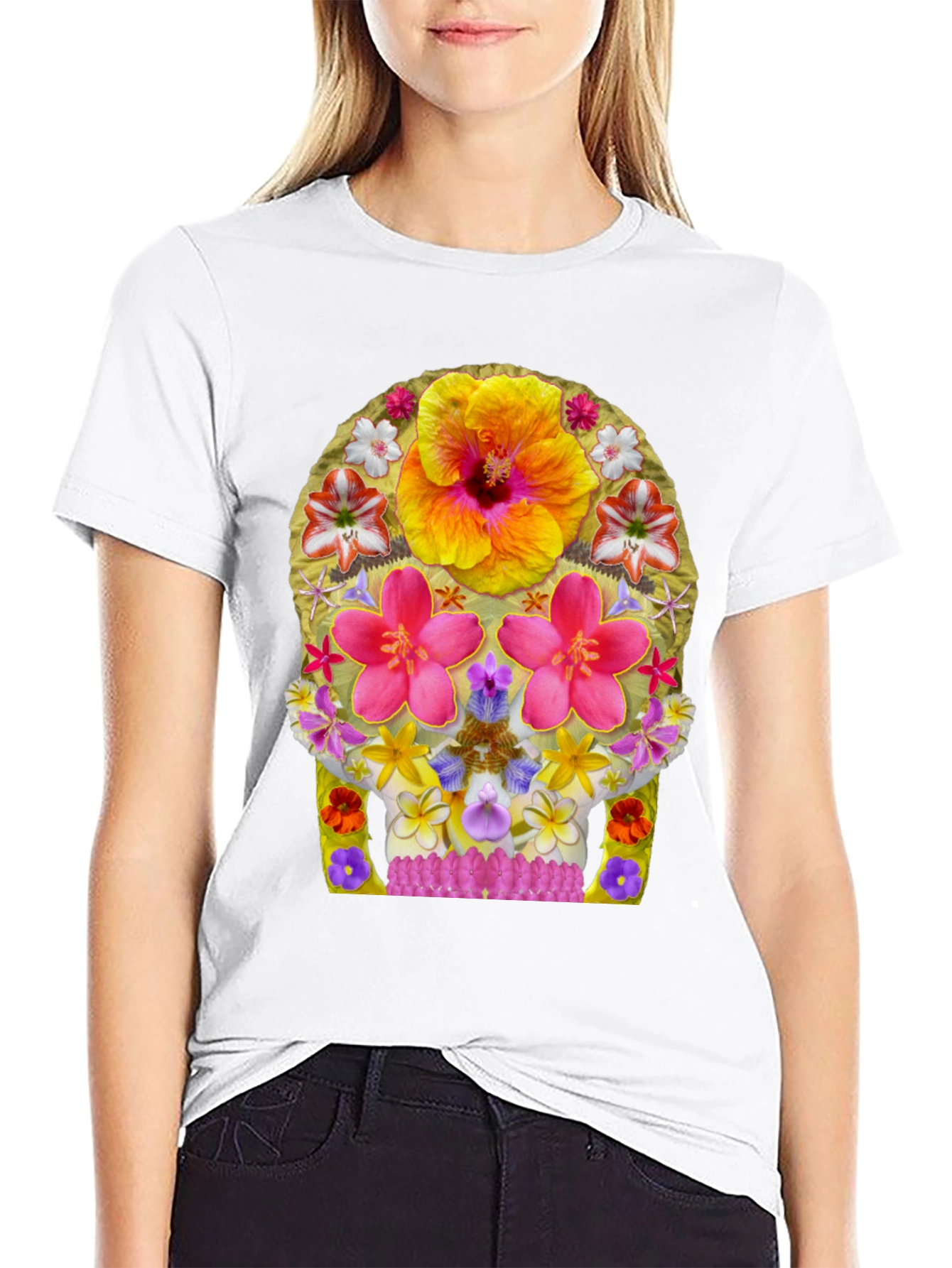 Floral Skull Graphic Tee