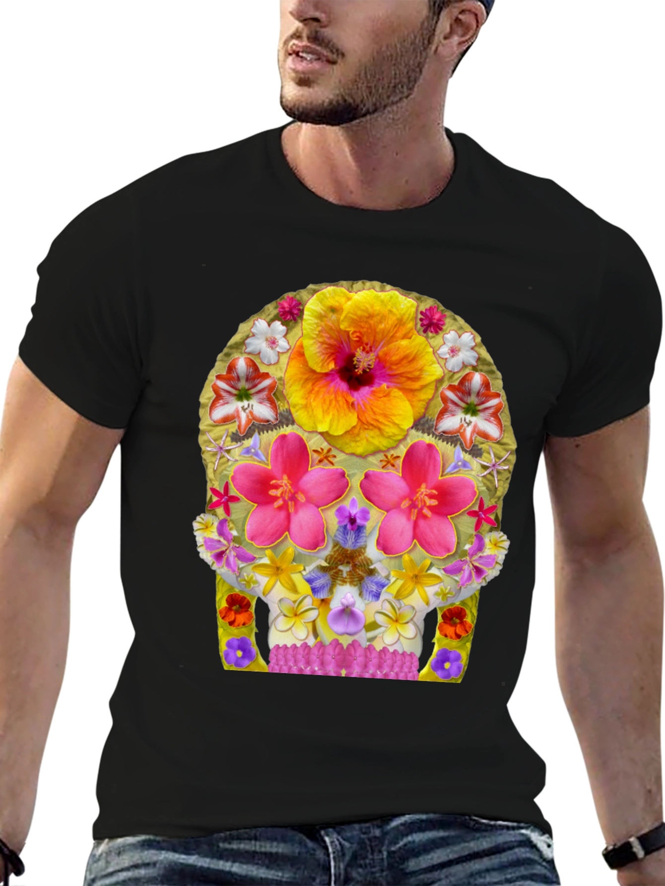 Floral Skull Graphic Tee