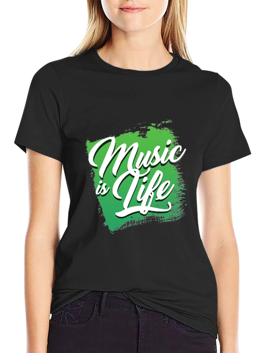 Music is Life Black Graphic Tee