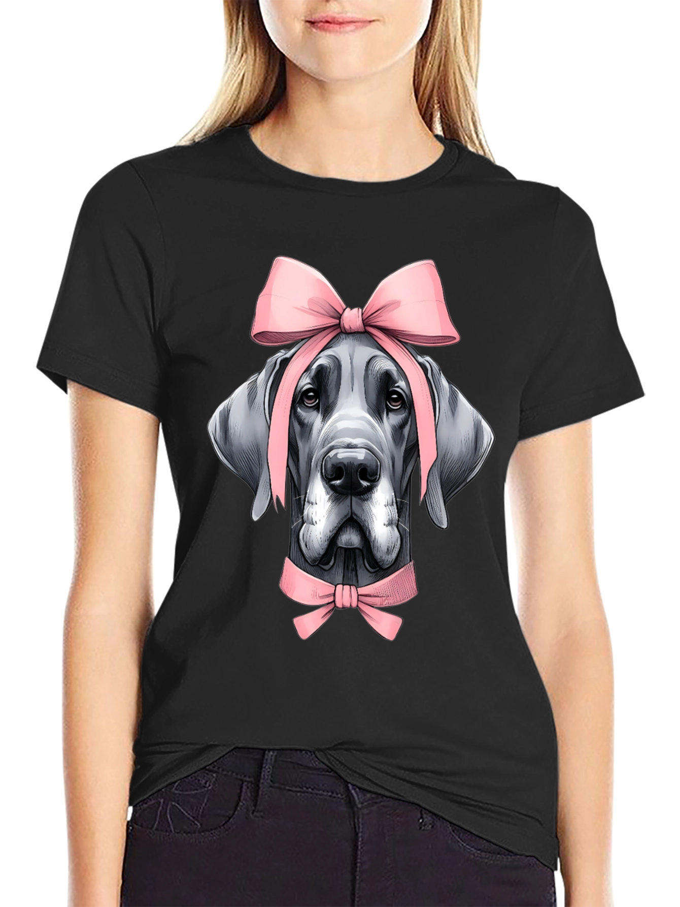 Dog with Bows Graphic T-Shirt