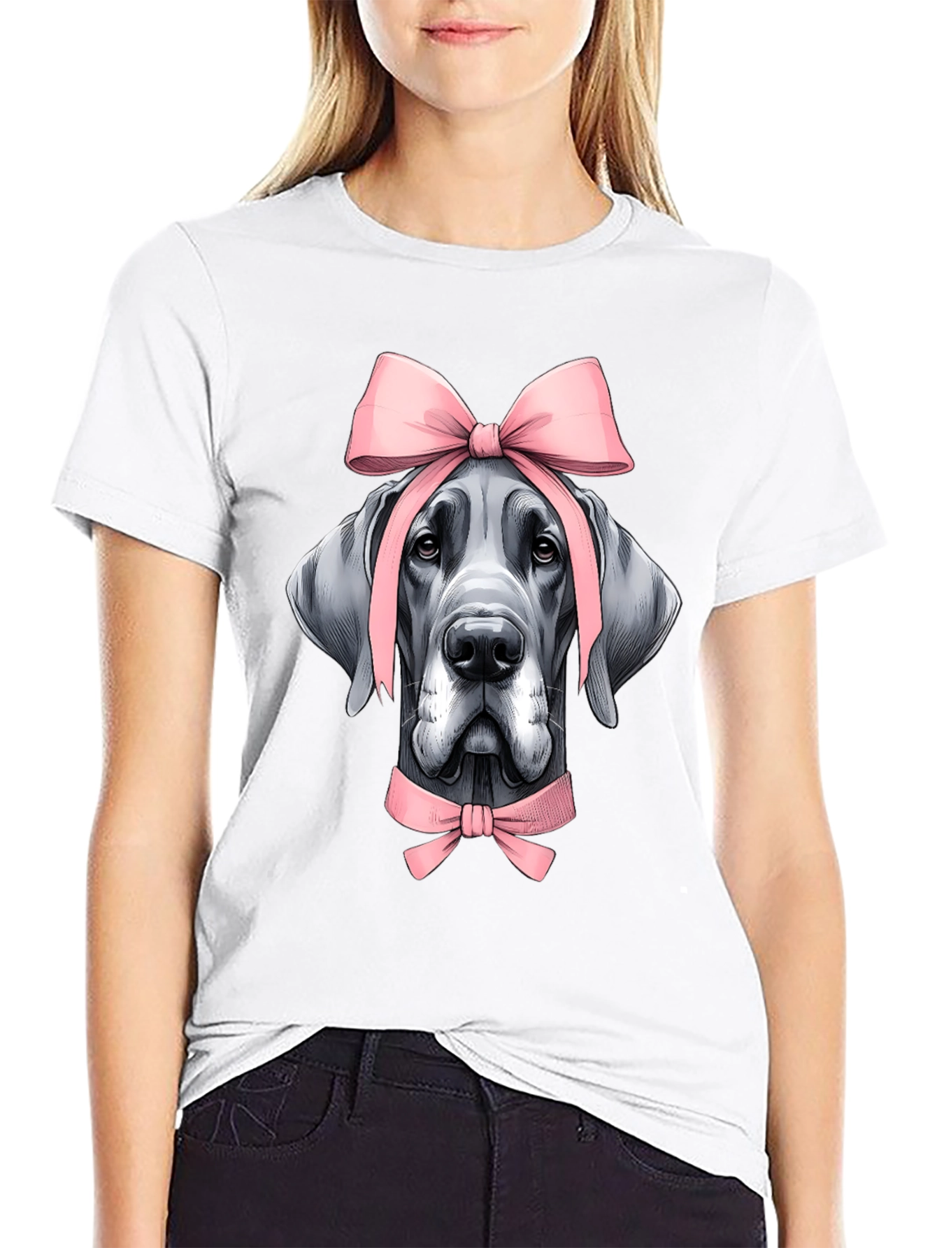 Dog with Bows Graphic T-Shirt