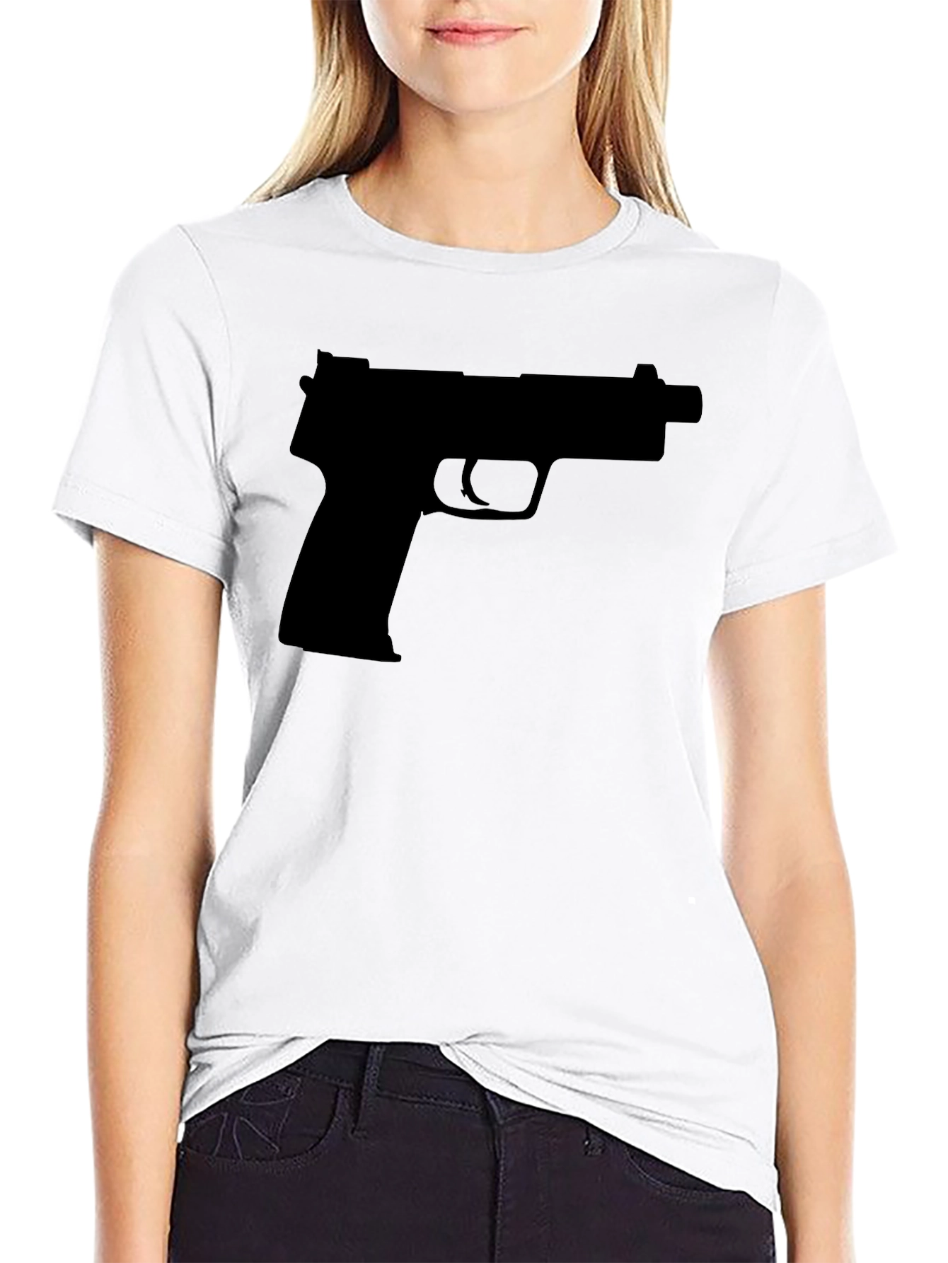 Gun Silhouette T-Shirt - Bold Graphic Tee