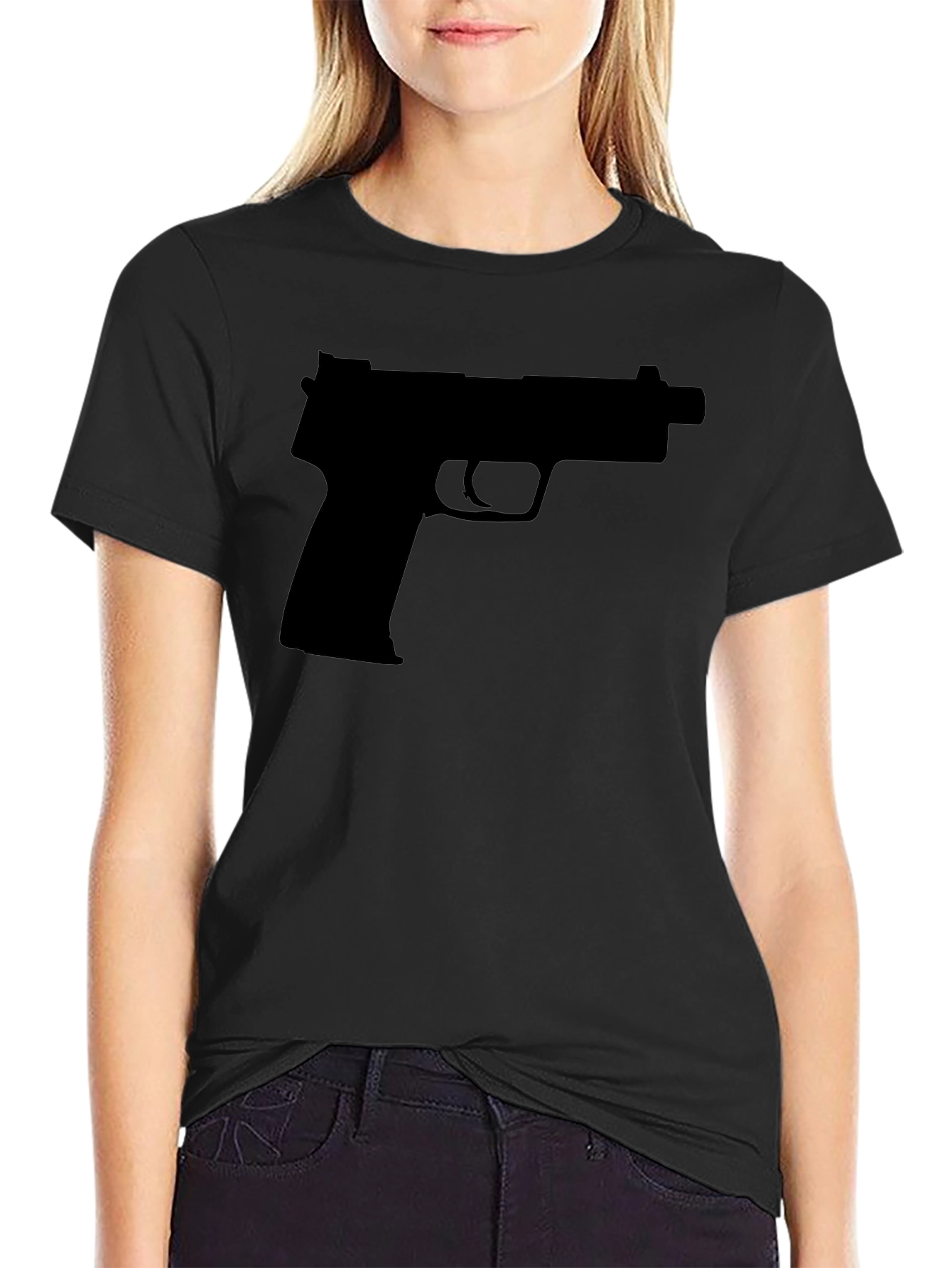 Gun Silhouette T-Shirt - Bold Graphic Tee