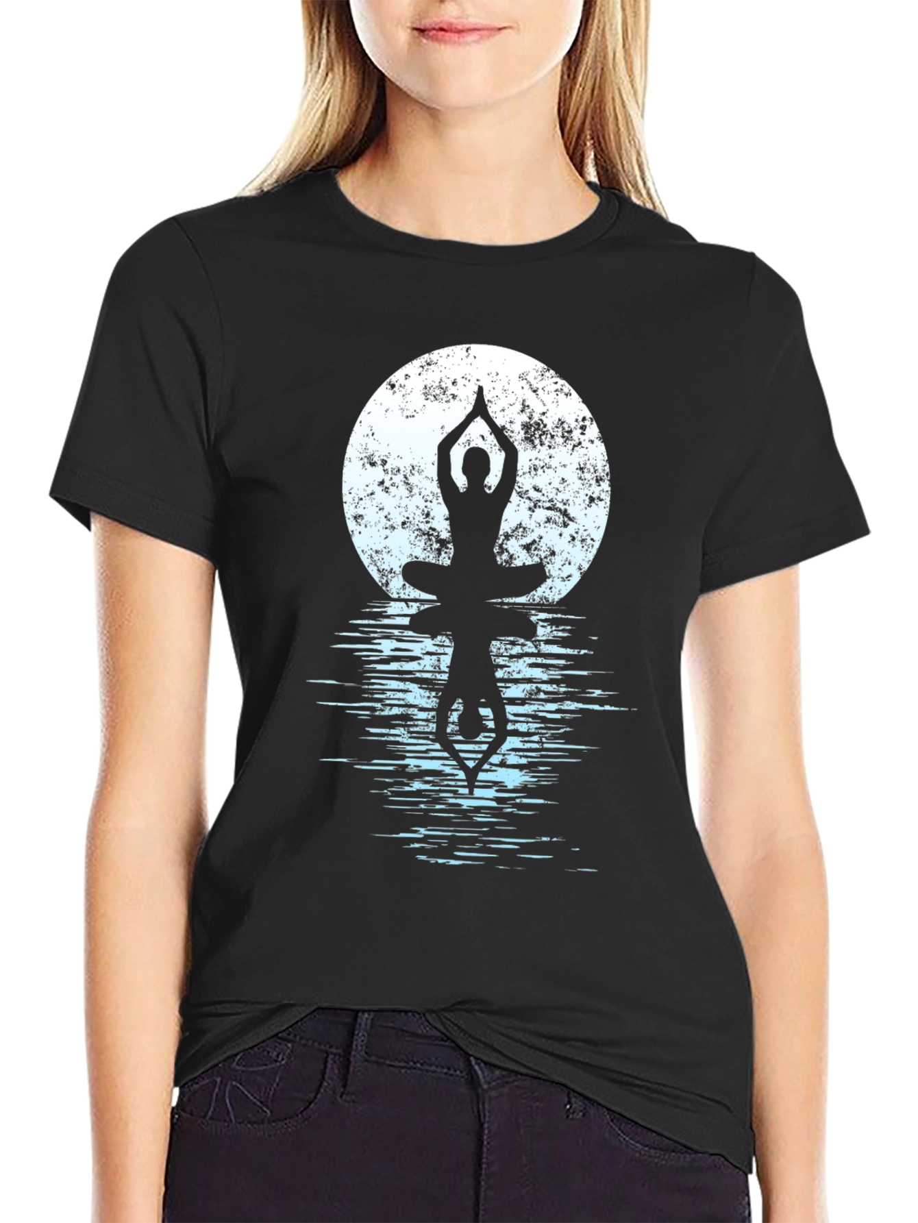 Yoga Moon Reflection Graphic T-Shirt