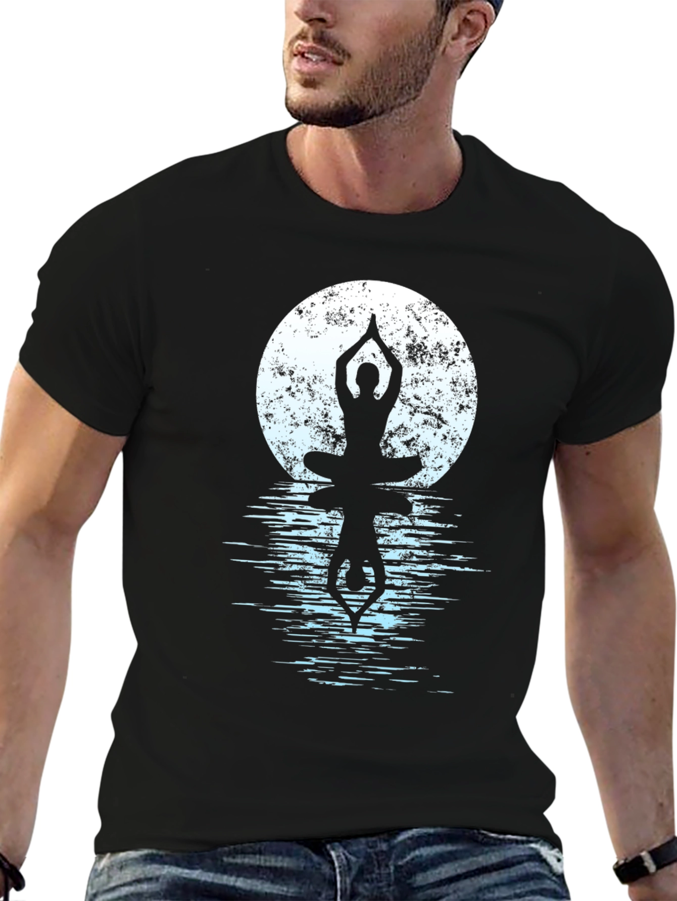 Yoga Moon Reflection Graphic T-Shirt