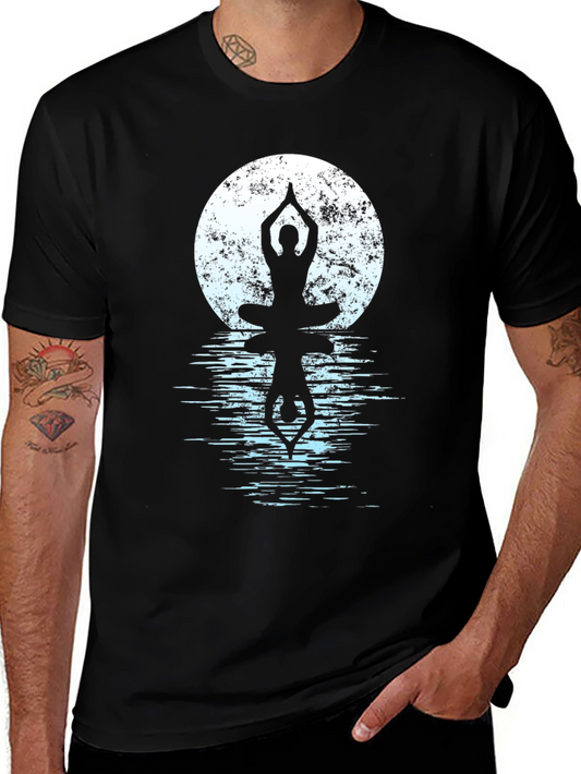 Yoga Moon Reflection Graphic T-Shirt