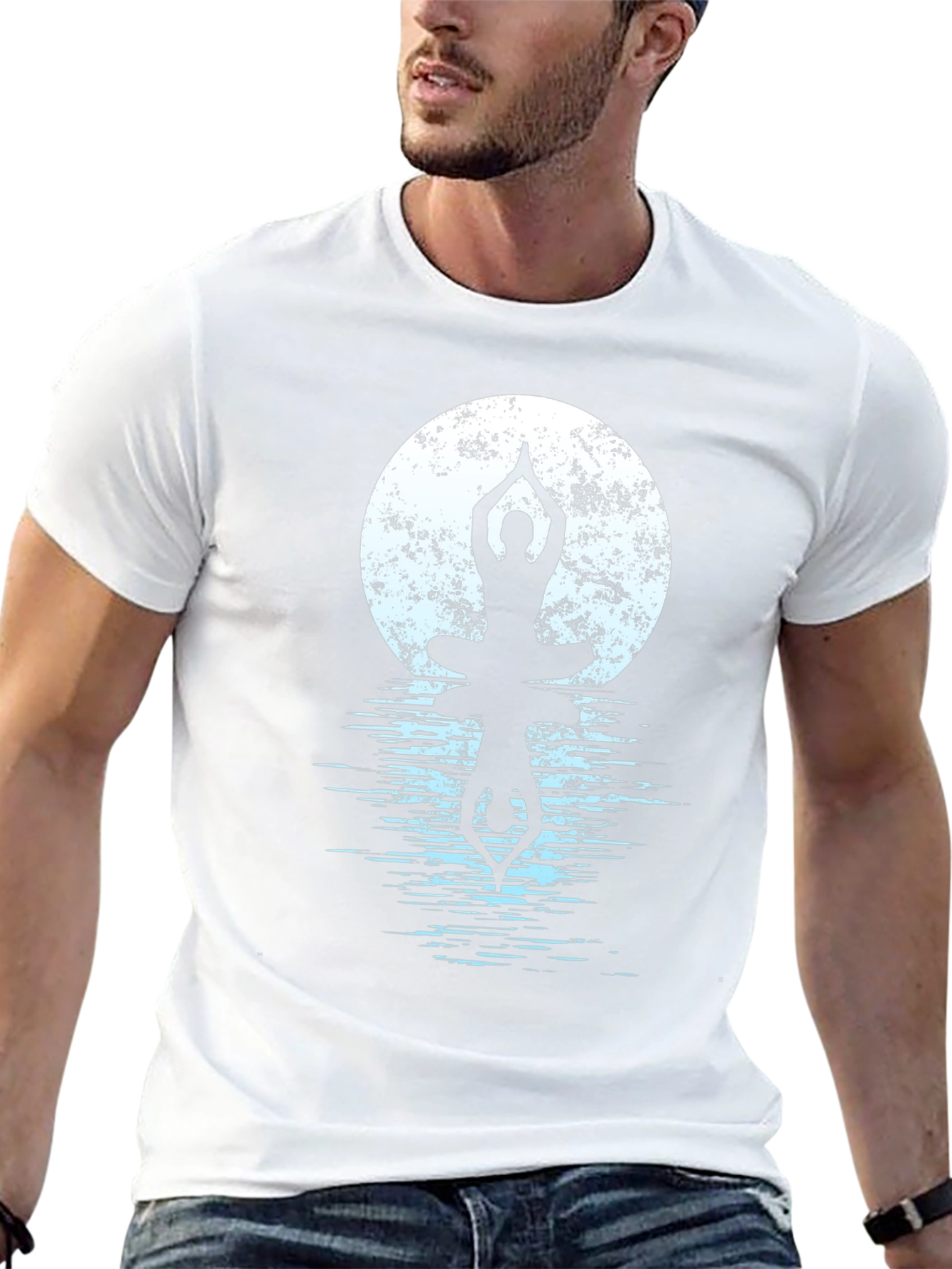 Yoga Moon Reflection Graphic T-Shirt