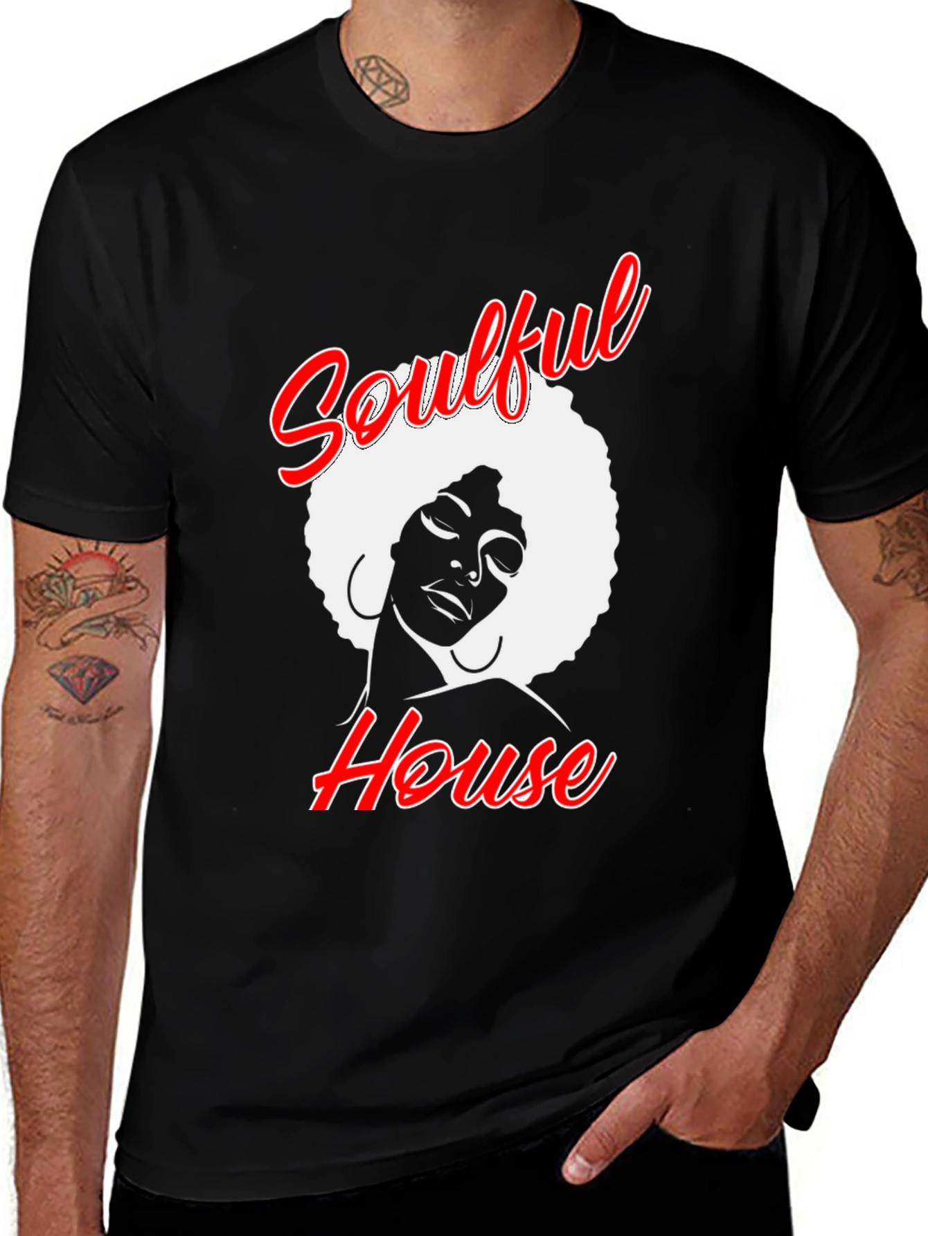 Soulful House Graphic T-Shirt - Black