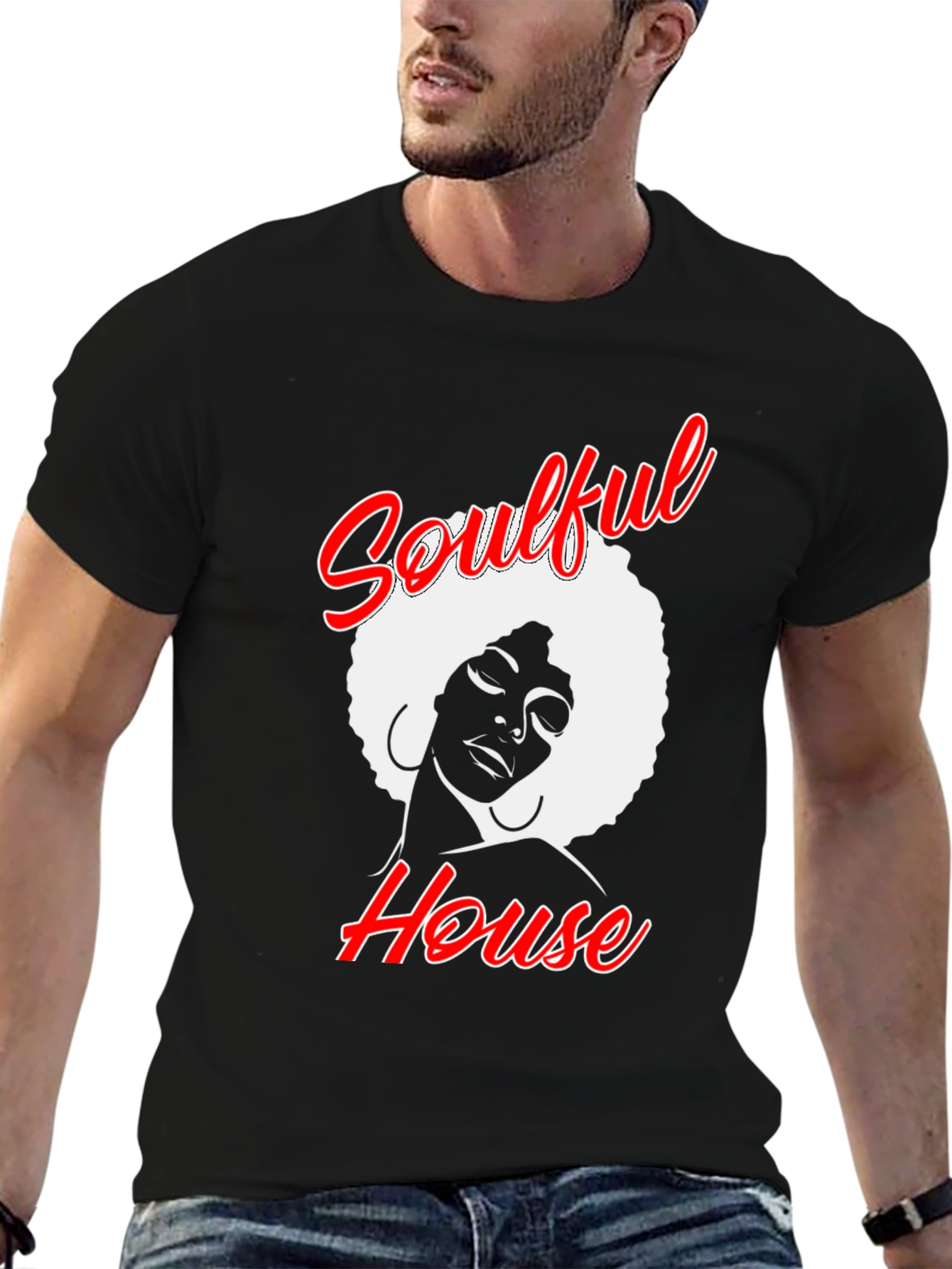 Soulful House Graphic T-Shirt - Black